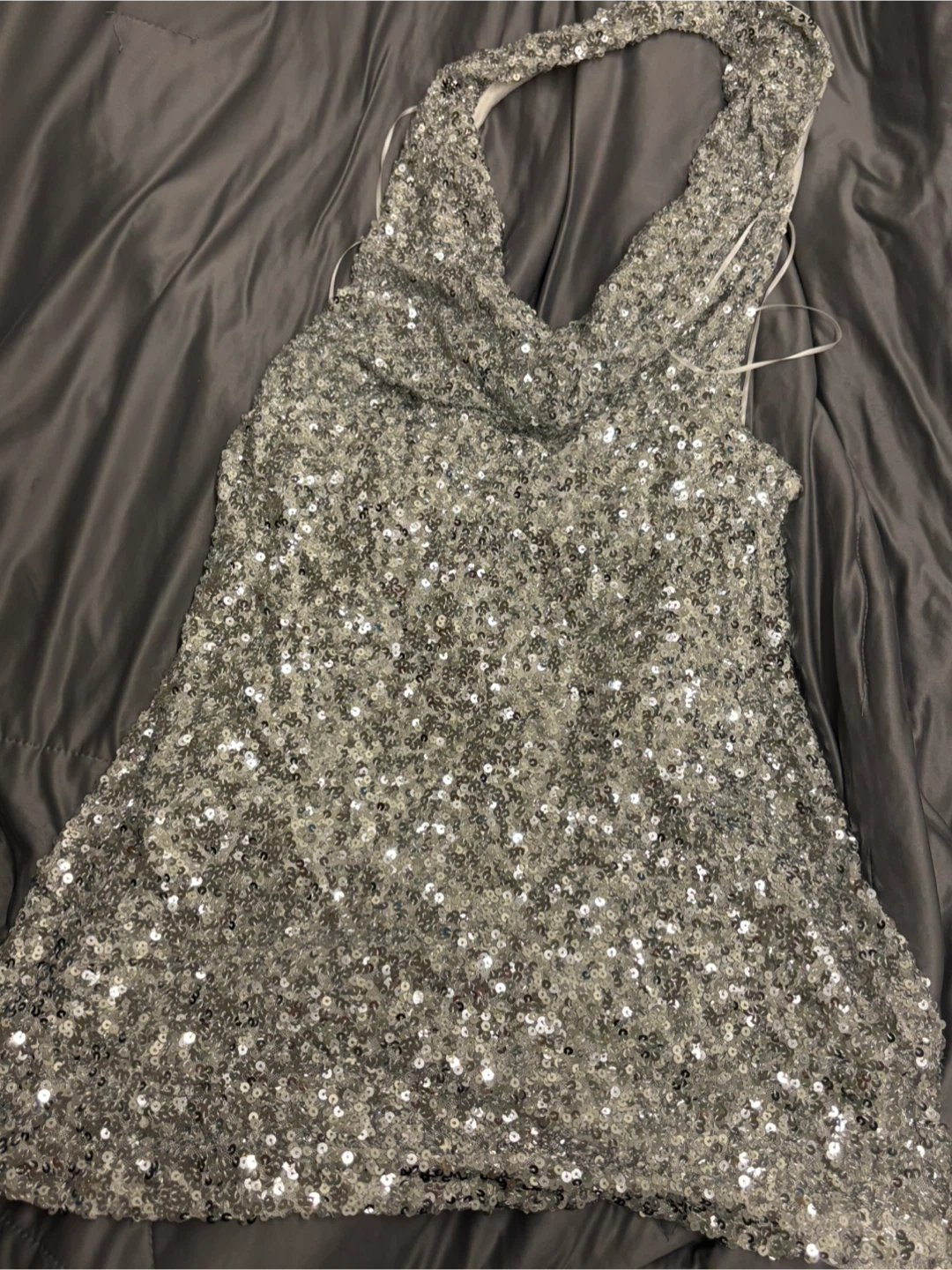 Urban Outfitters Halter Dress - Silver Sequins - photo 2