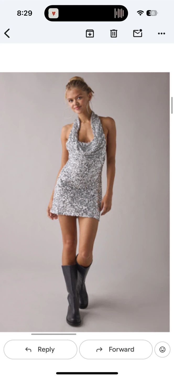 Urban Outfitters Halter Dress - Silver Sequins