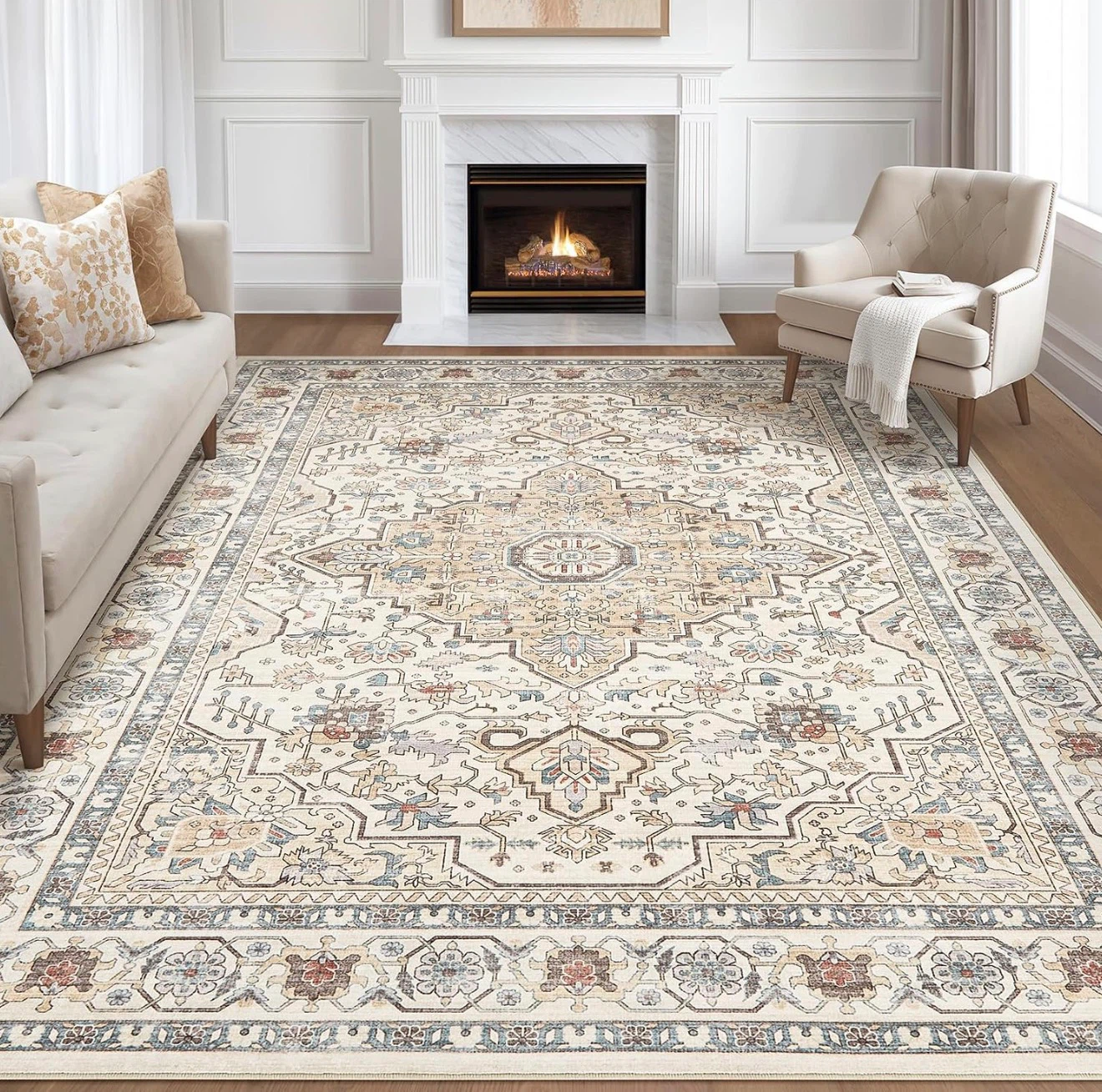 Vintage-style Faux Wool Area Rug