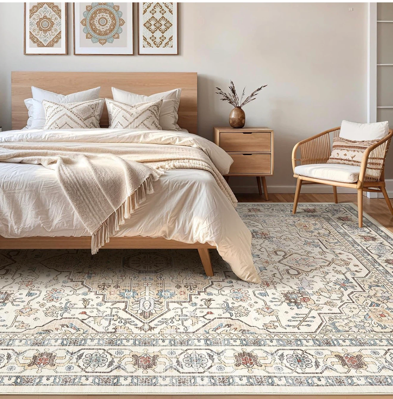 Vintage-style Faux Wool Area Rug - photo 3
