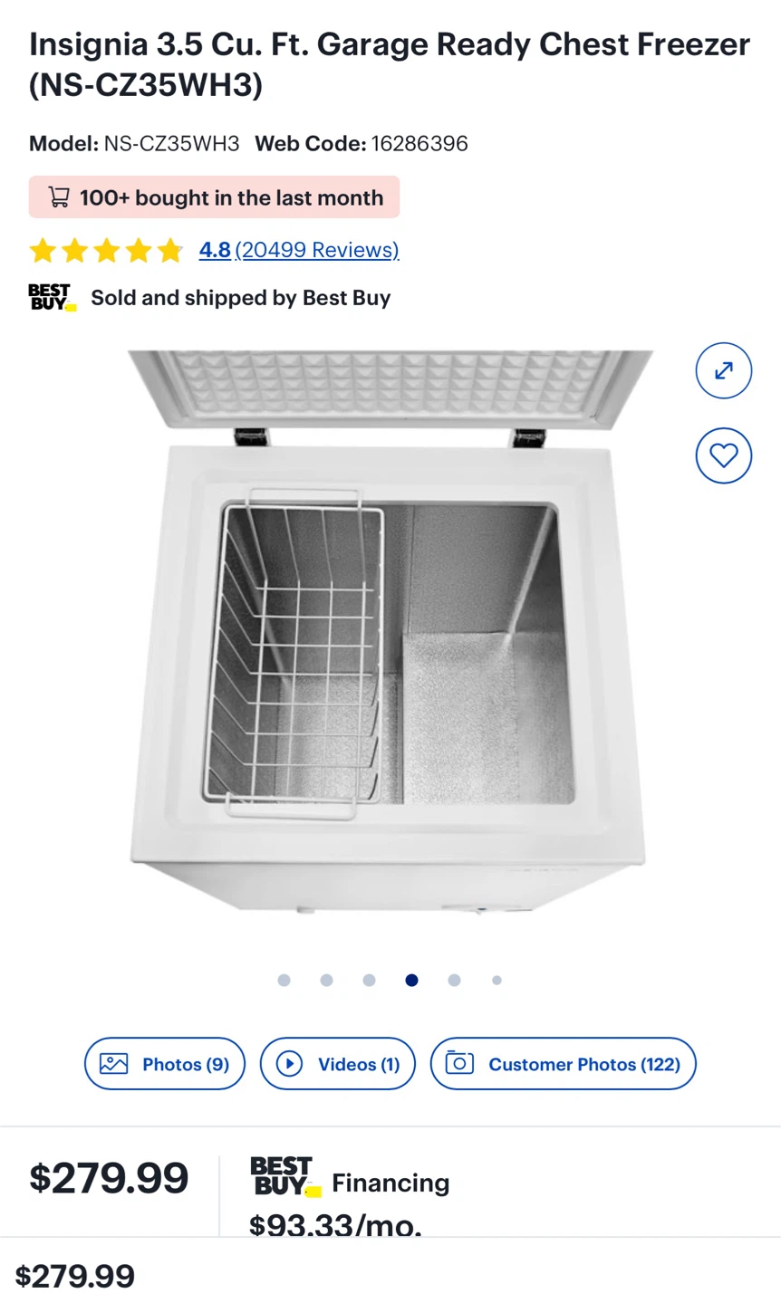 Insignia 3.5 Cu. Ft. Garage Ready Chest Freezer - photo 3