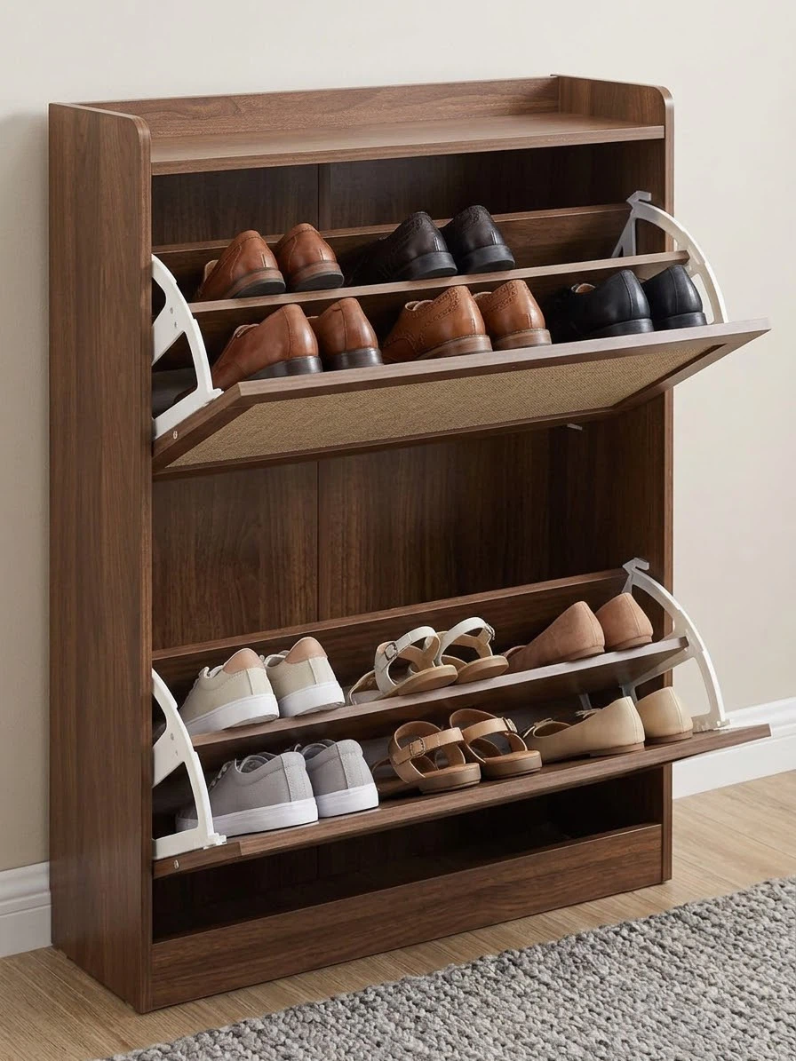 Two-Tier Wooden Shoe Cabinet