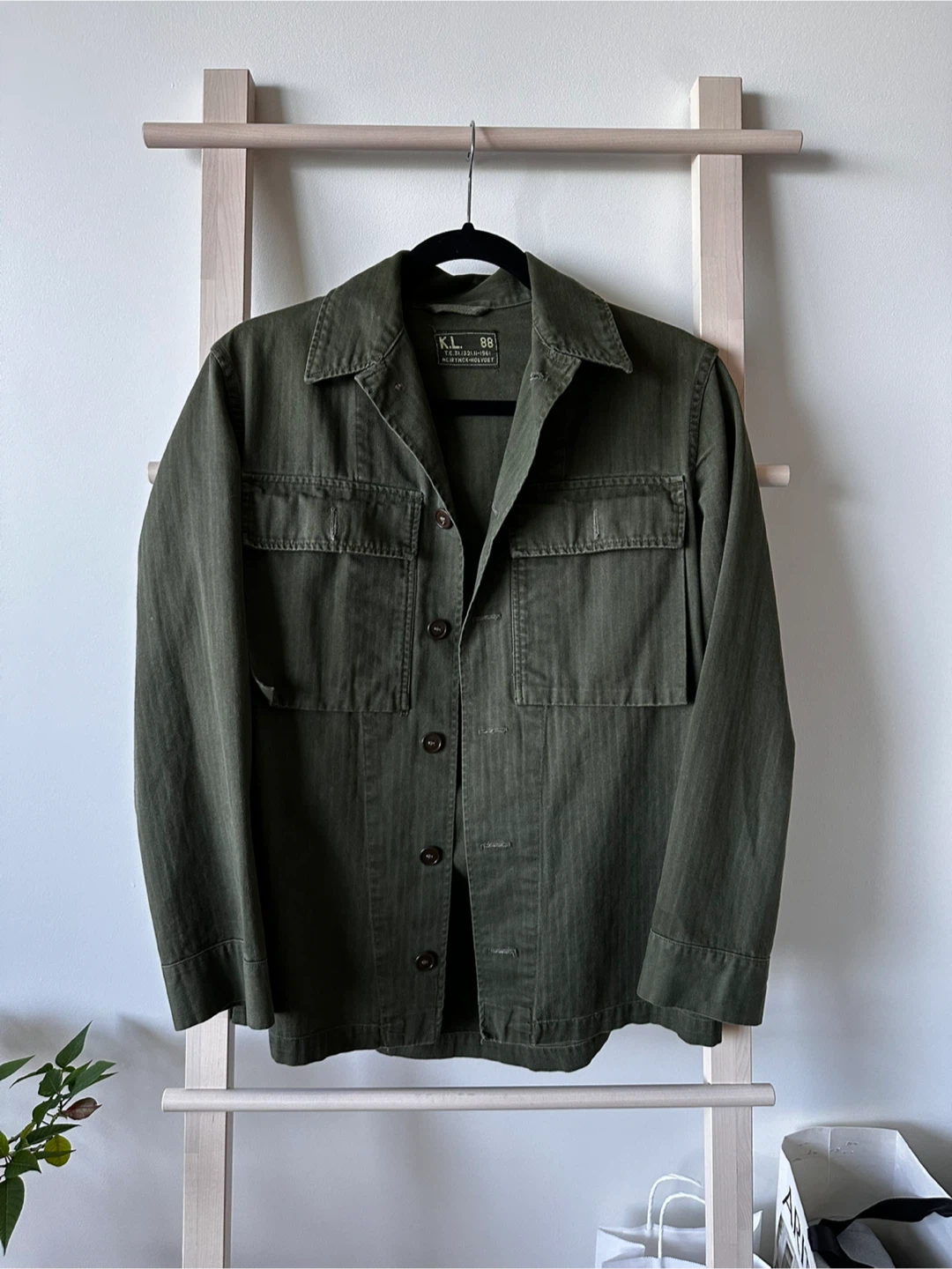 Vintage 1961 Dutch Army HBT Field Jacket / Utility Chore Shirt