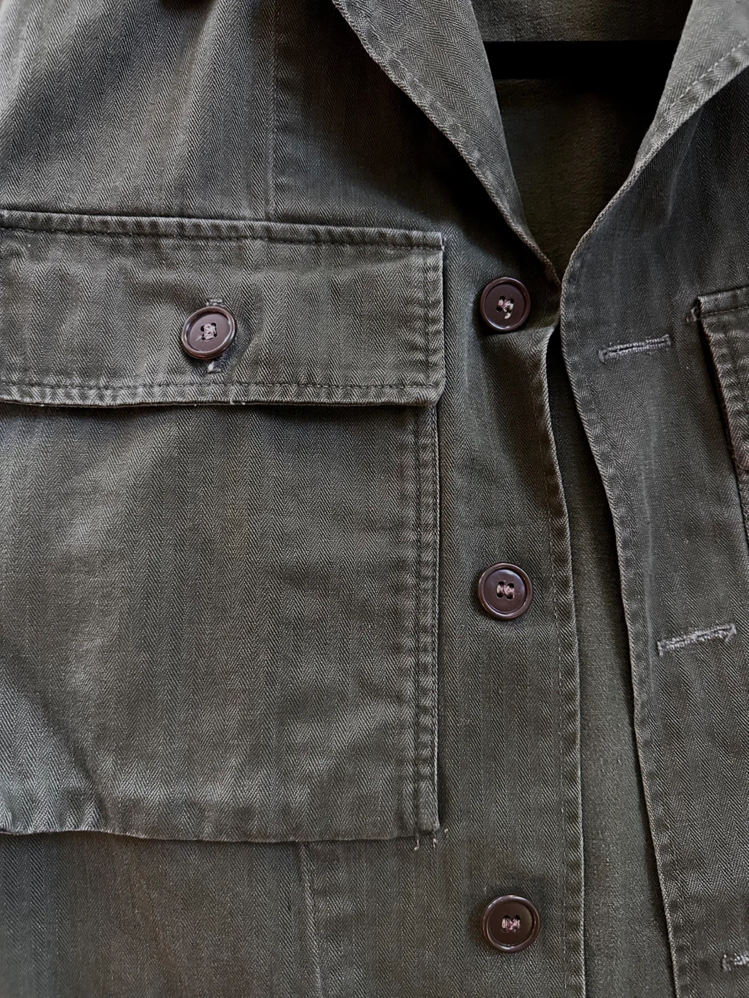Vintage 1961 Dutch Army HBT Field Jacket / Utility Chore Shirt - photo 5
