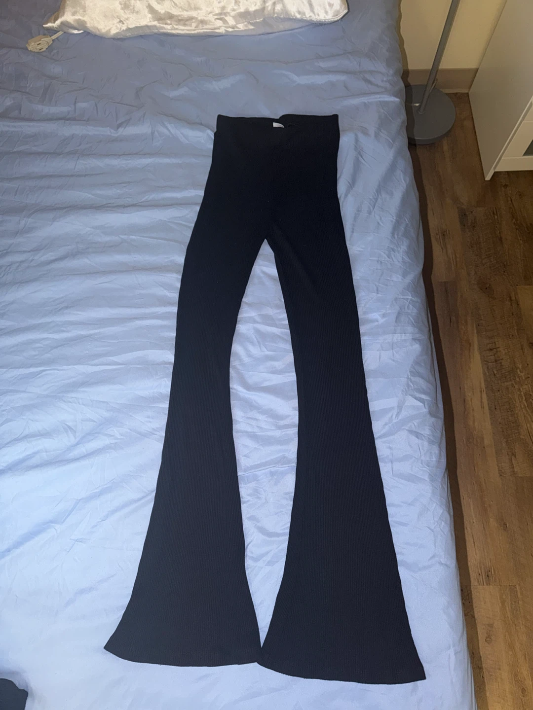 H&M Black Ribbed Flared Pants