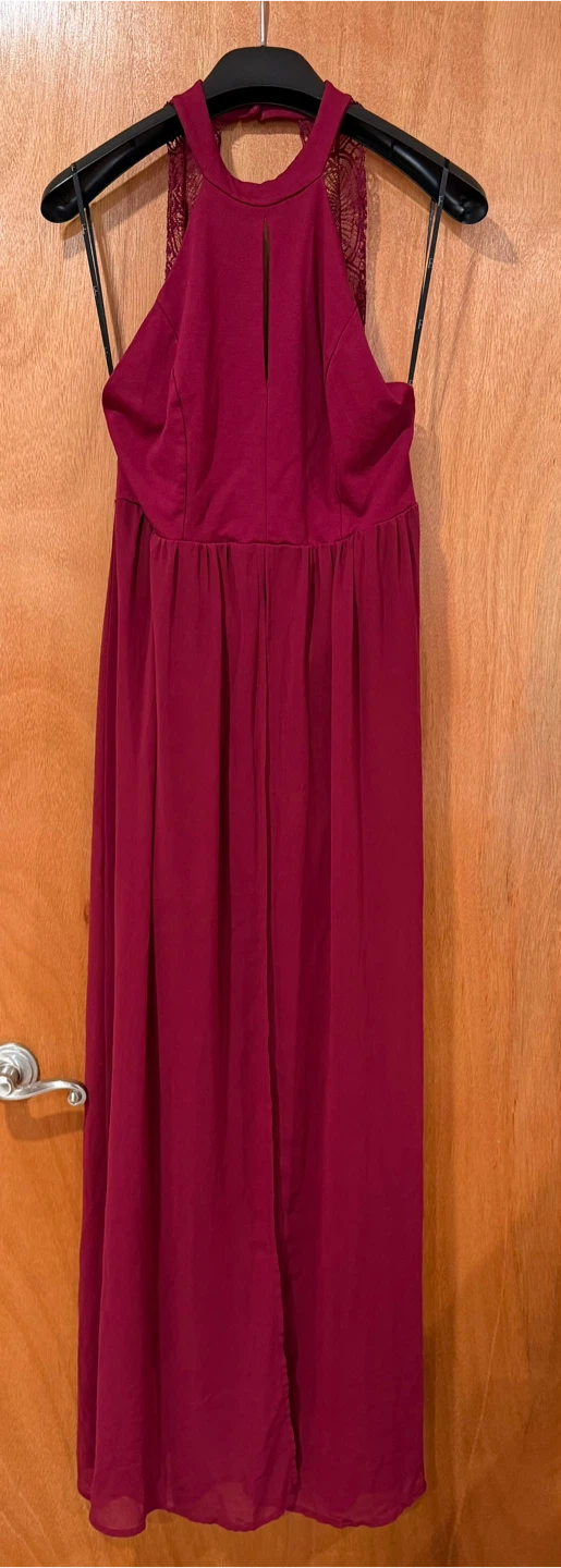 Lulus Burgundy Halter Maxi Dress