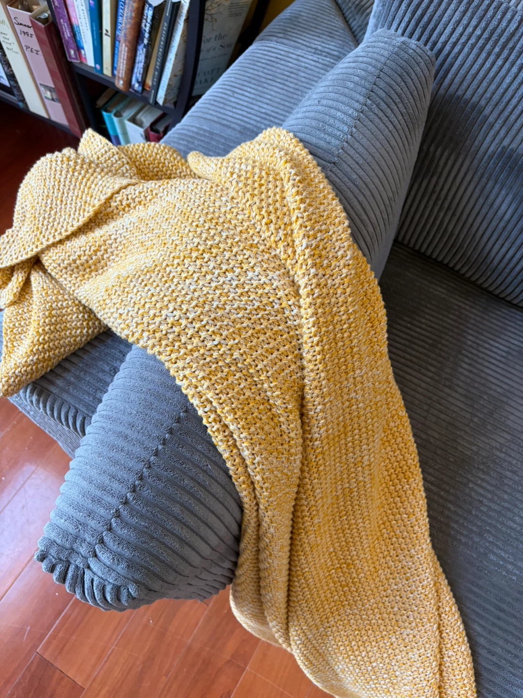 Yellow Knit Cotton Throw Blanket