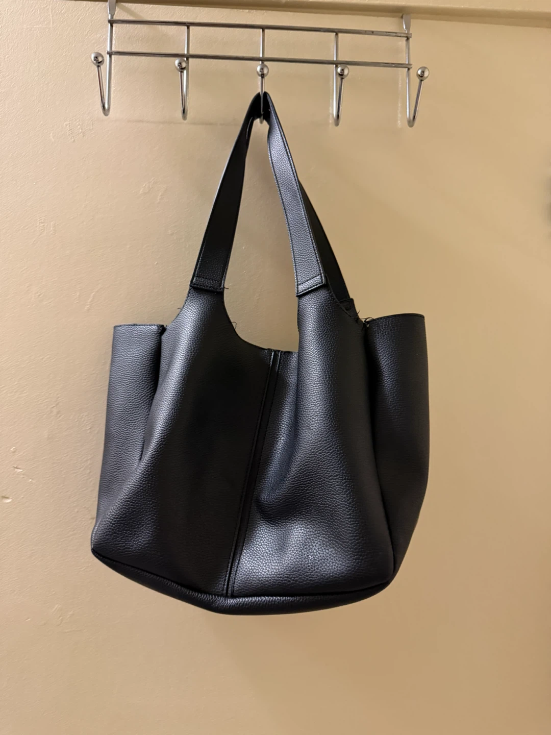 Black Pebble Leather Tote Bag