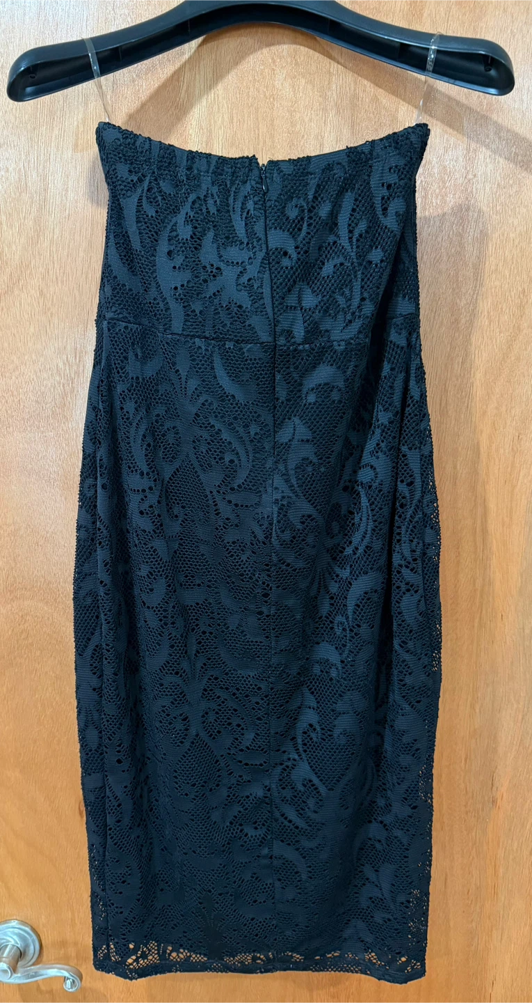 Brat Star Black Lace Strapless Dress