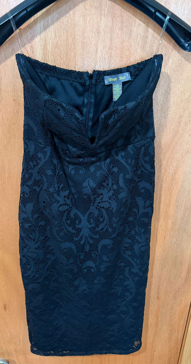 Brat Star Black Lace Strapless Dress - photo 2