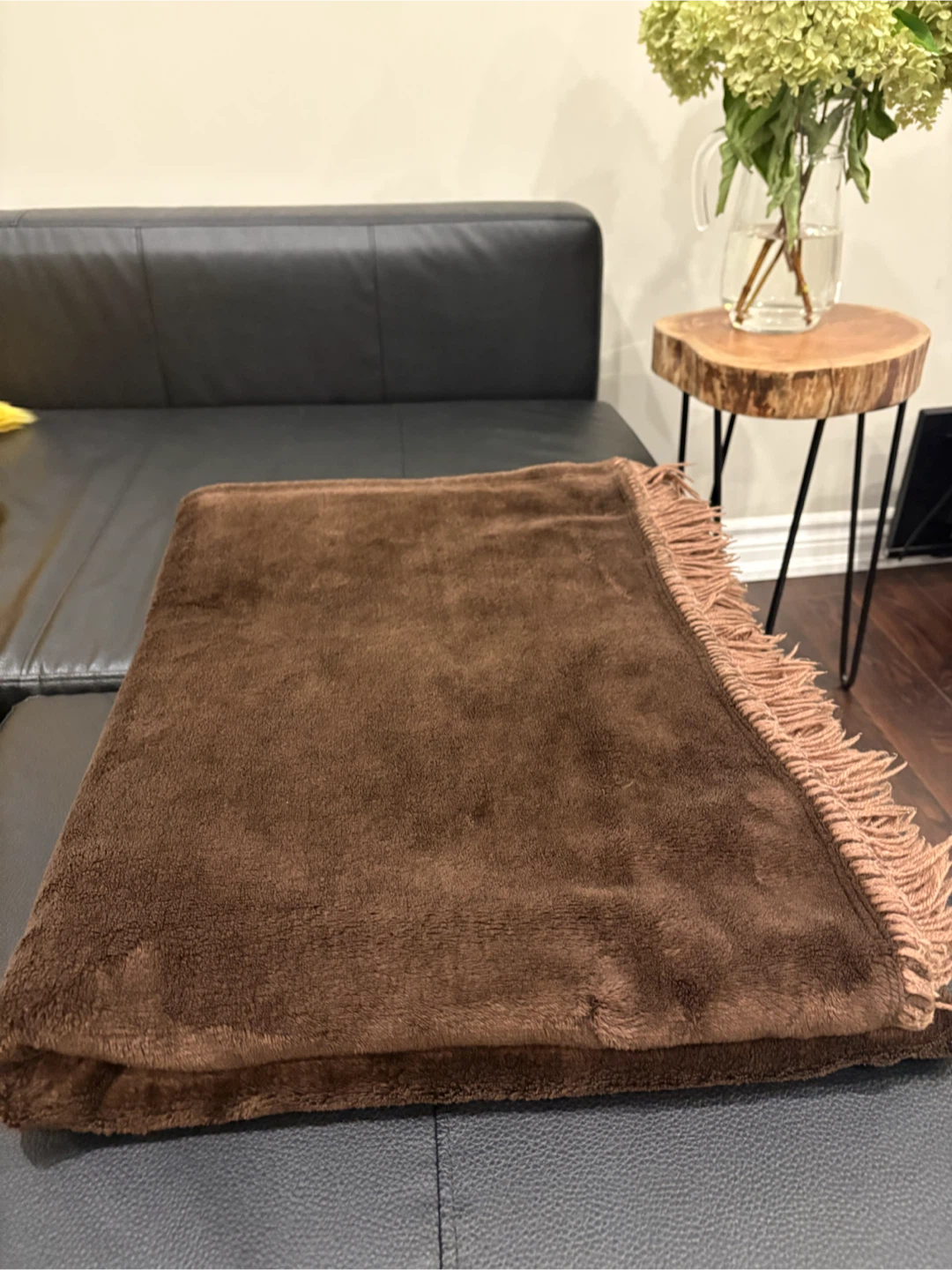 Soft Brown Fringed Throw Blanket