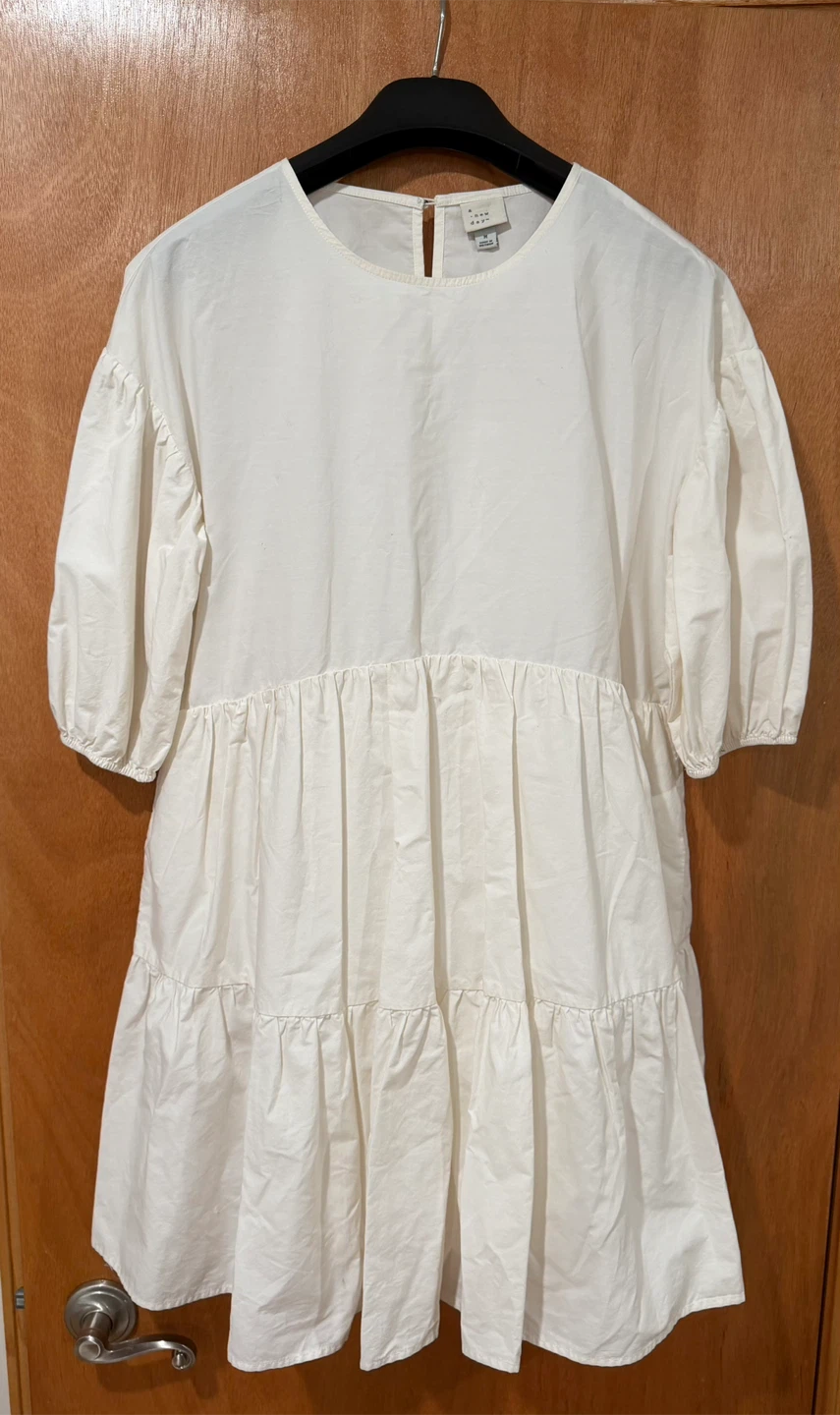 A New Day White Tiered Dress Size M