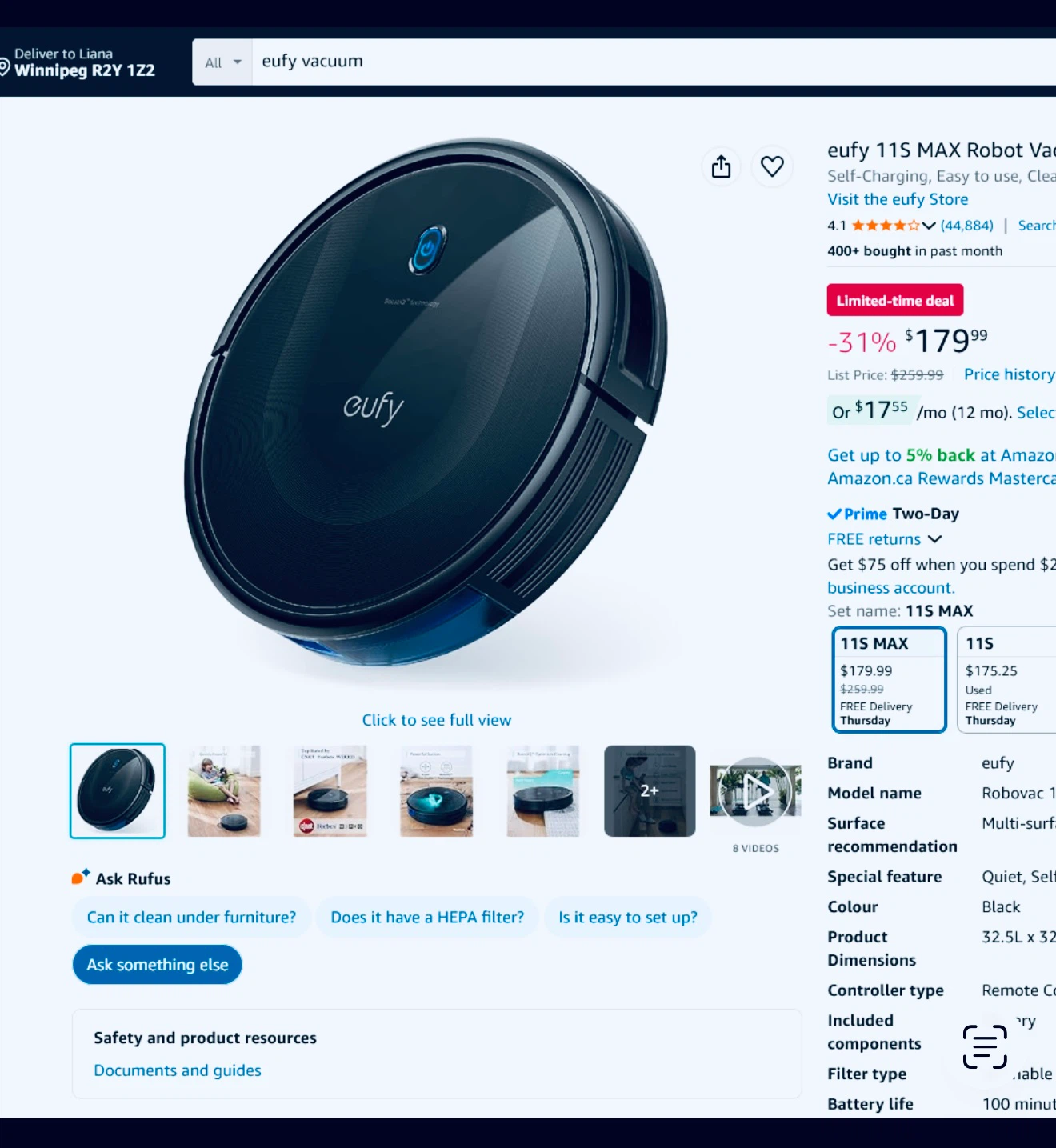 BRAND NEW • $180 On Sale • EUFY 11S Max ROBOT VACUUM • REG $260