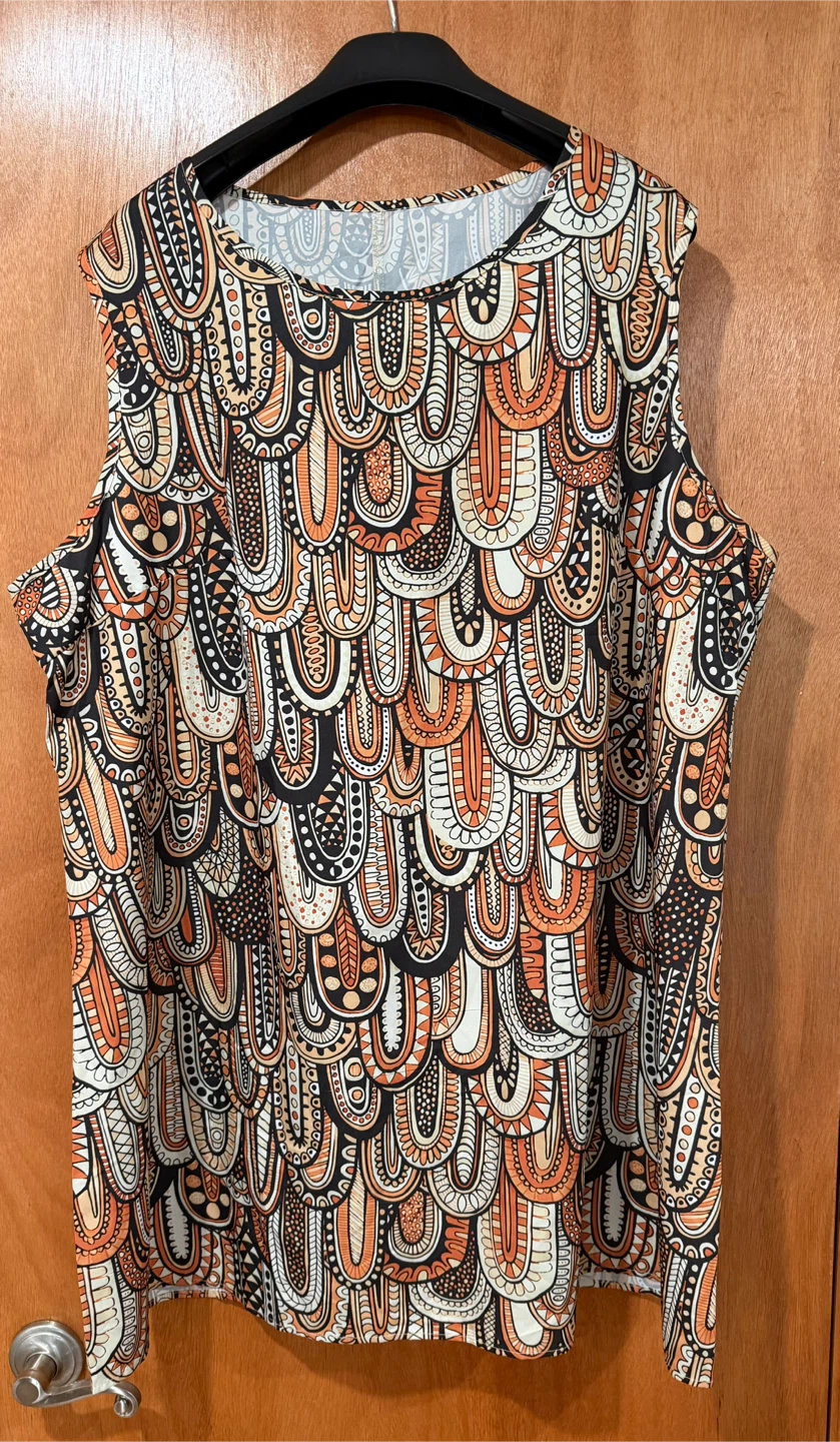 Abstract Print Sleeveless Top