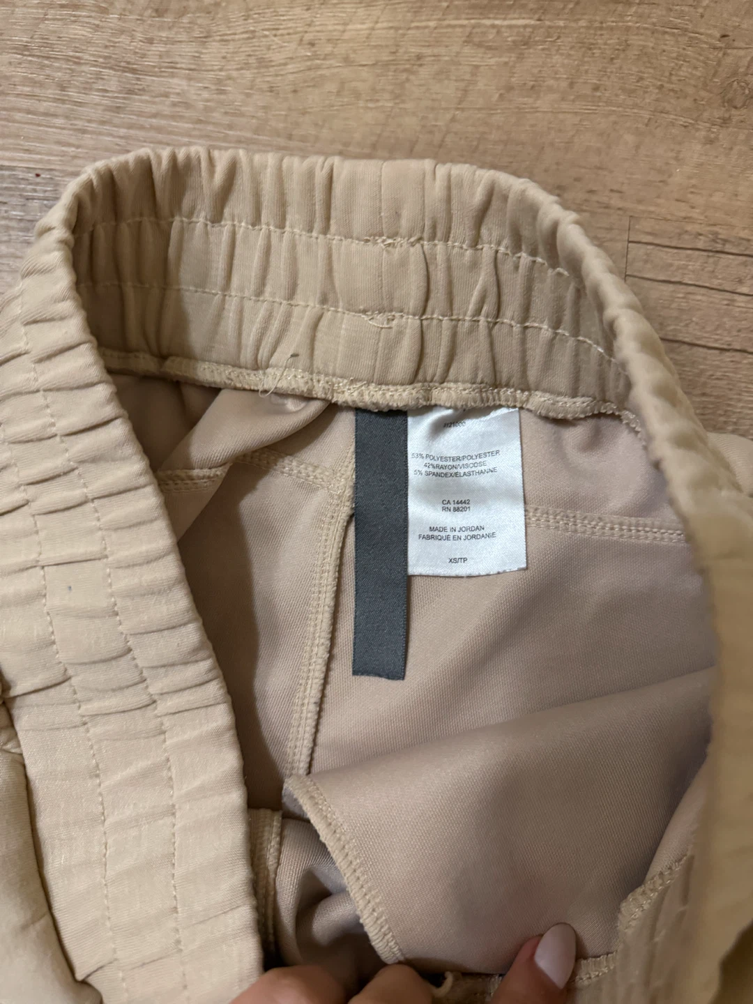 Beige Elastic Waist Shorts - photo 2