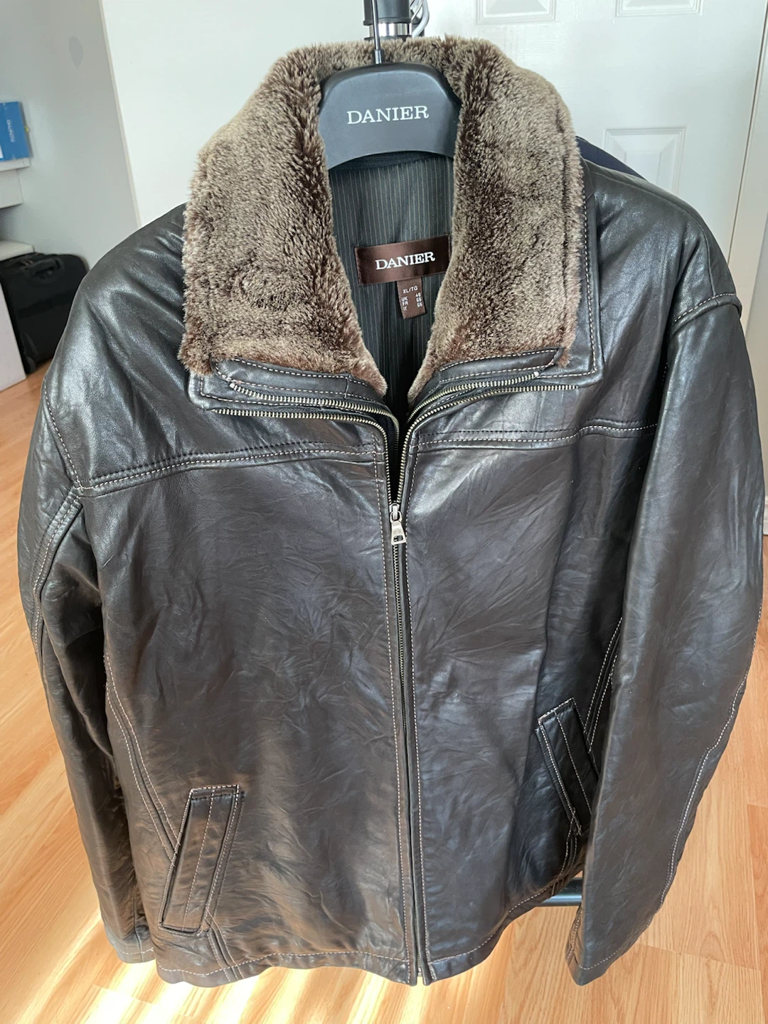 Danier Men's Leather Jacket with Faux Fur Collar