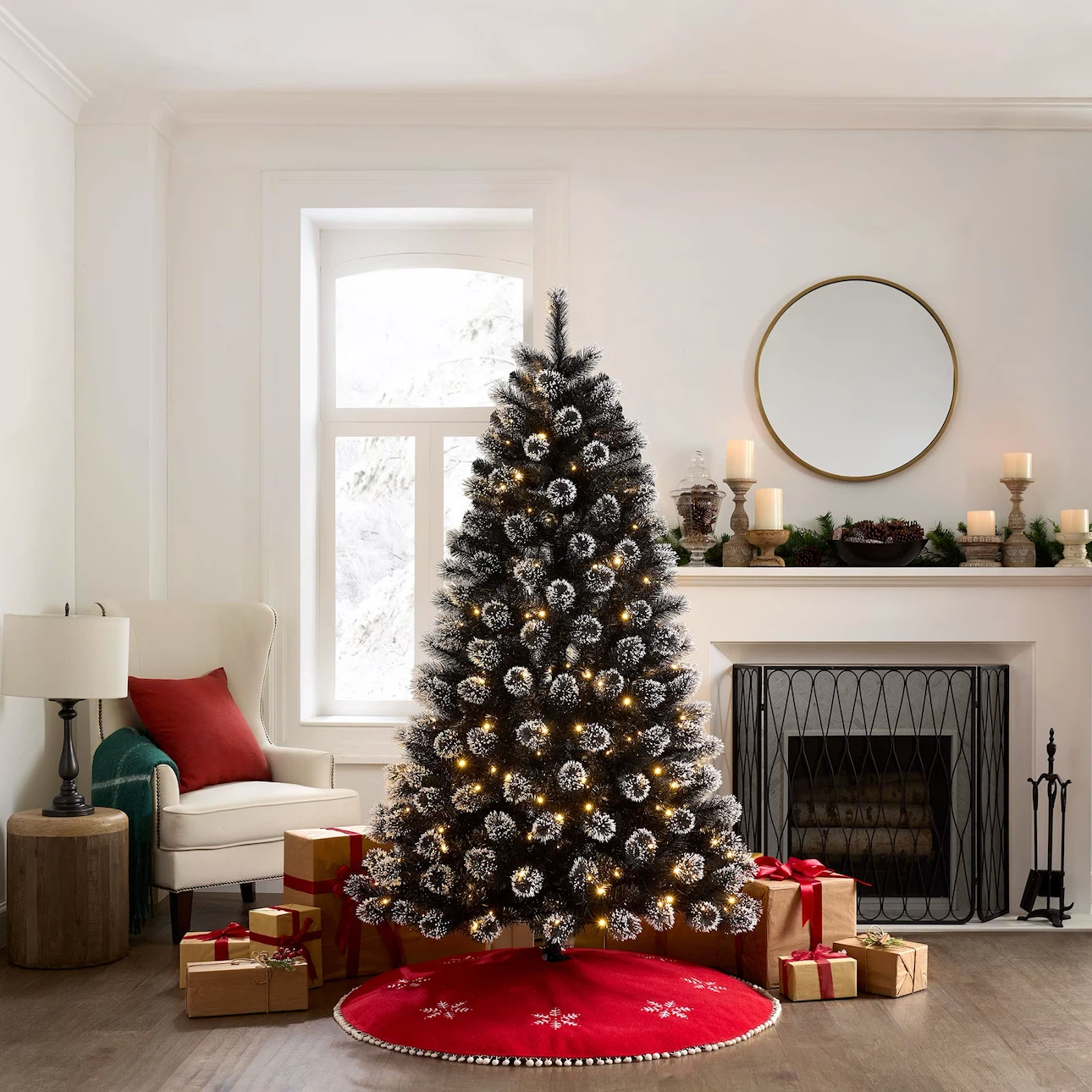 New Holiday Time 6.5' Pre-Lit Frosted Black Tree - photo 2