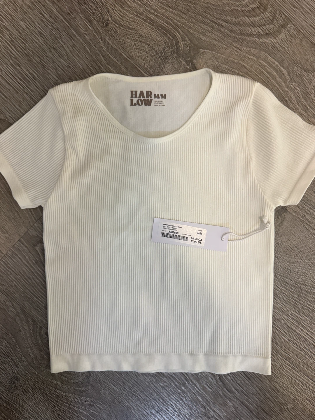 Harlow White Ribbed Seamless Tee -medium