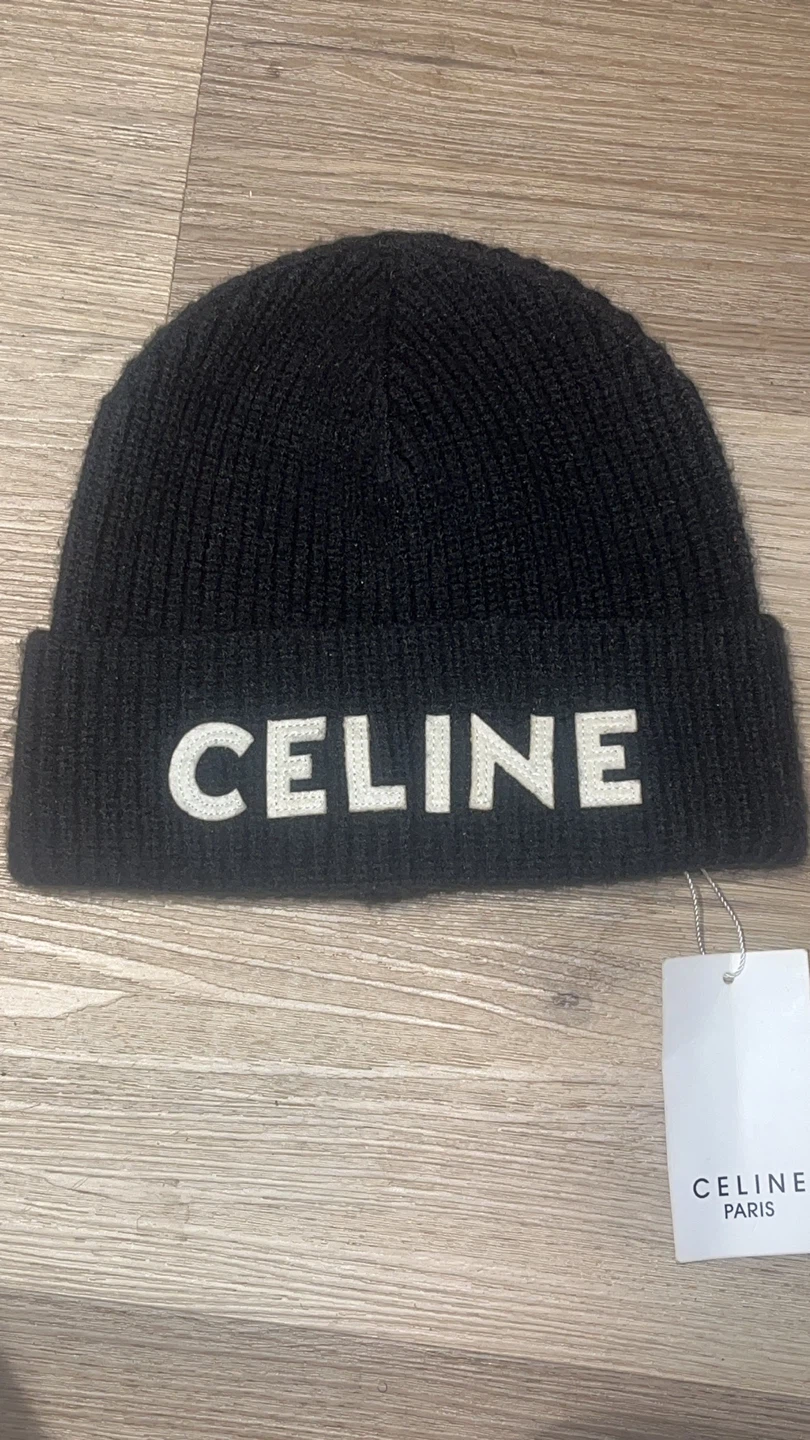 Celine Paris Black Wool Beanie