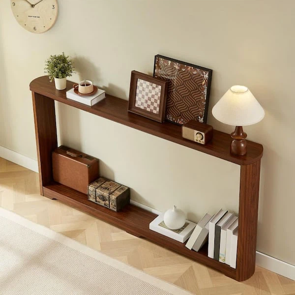 Walnut Brown Rectangle Wood Narrow Console Table - photo 2