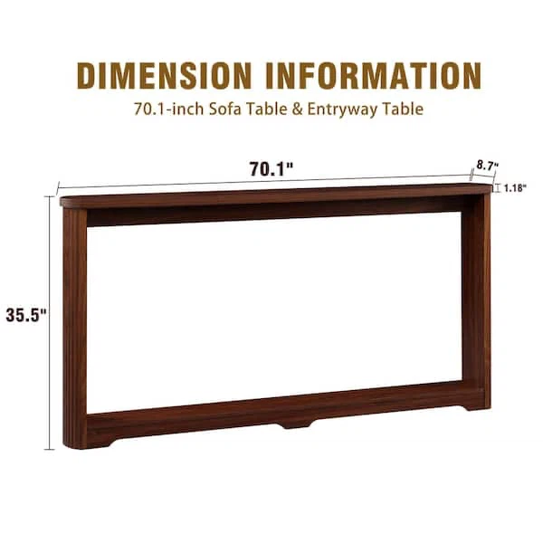 Walnut Brown Rectangle Wood Narrow Console Table - photo 3