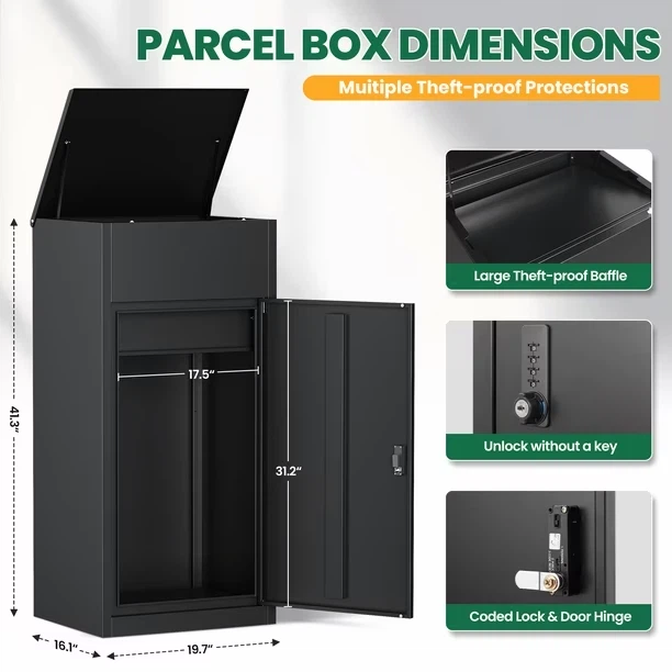 Fesbos Lockable Package Drop Box, Outdoor Storage Cabinet - photo 3