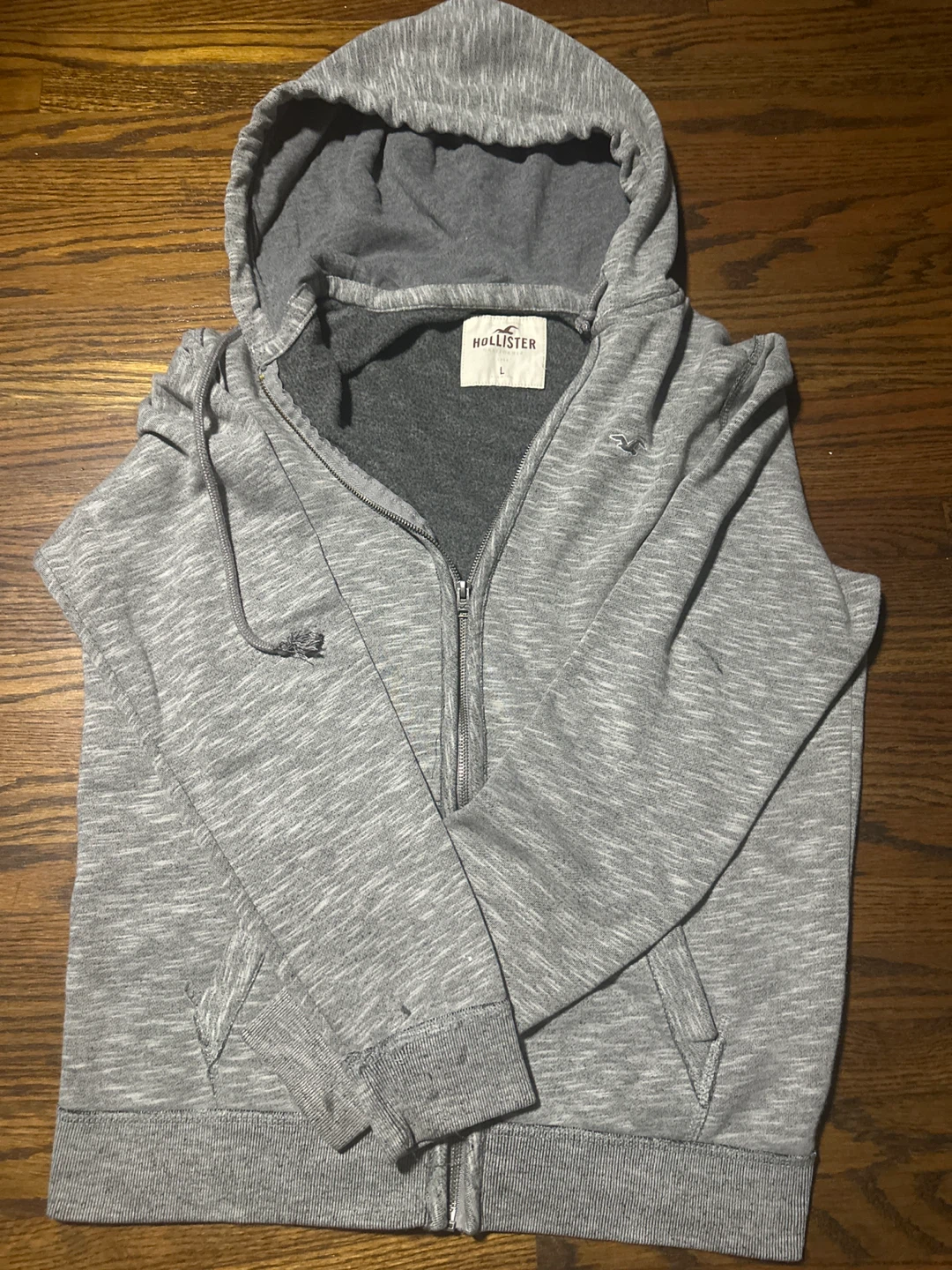 Hollister grey zip-up hoodie