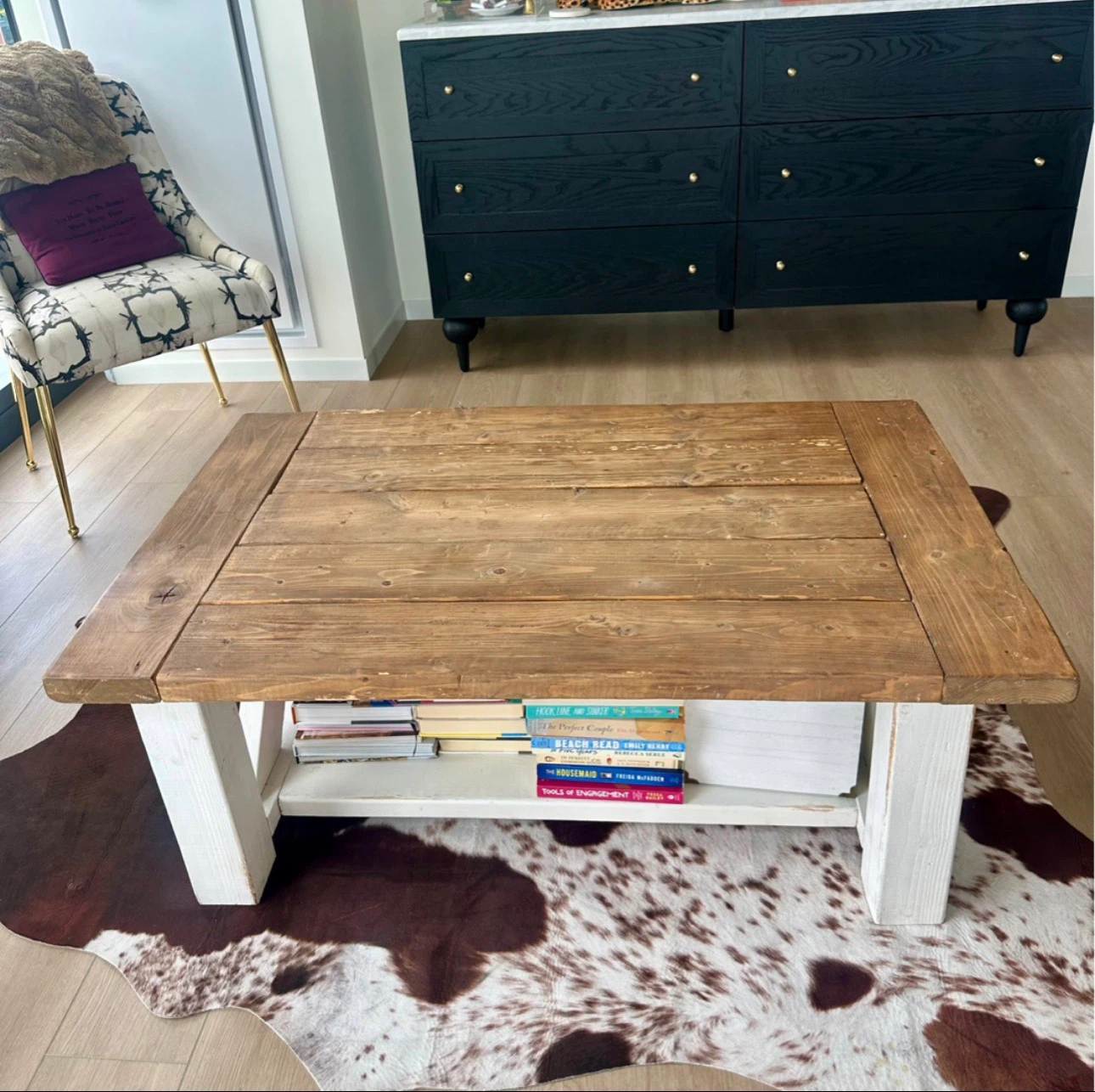 Rustic Coffee Table with Storage Shelf