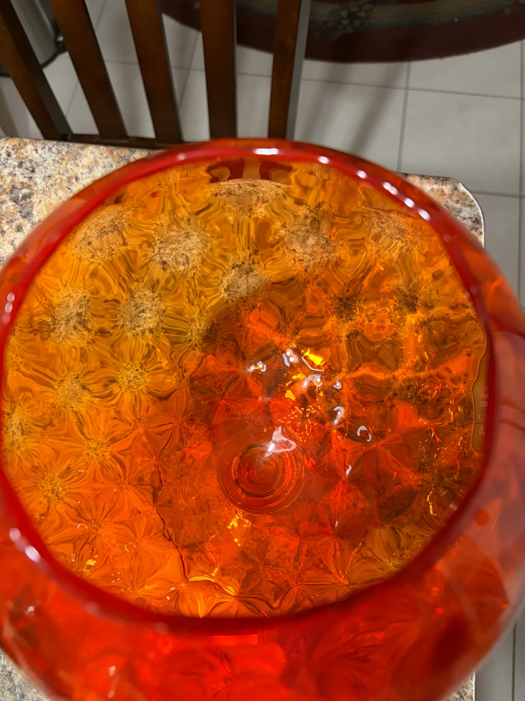 Vintage Orange Glass Stemmed Bowl - photo 2
