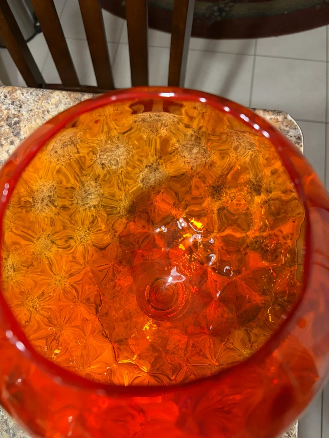 Vintage Orange Glass Stemmed Bowl - photo 2