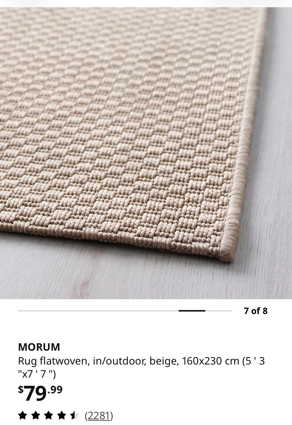 Moving Sale‼️IKEA MORUM Flatwoven Indoor/Outdoor Rug - Beige - photo 5