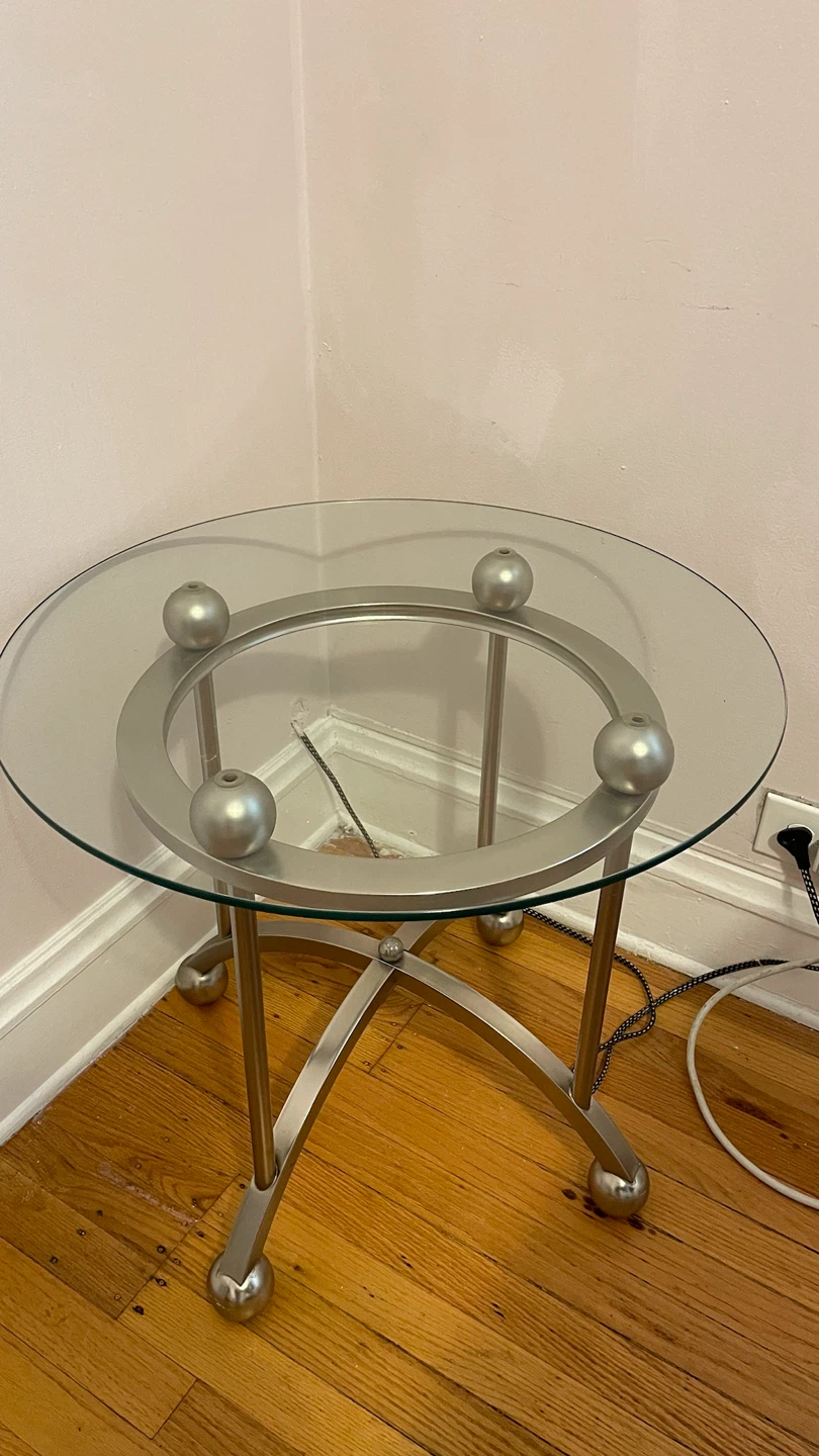 Round Glass Top Side Table - photo 2