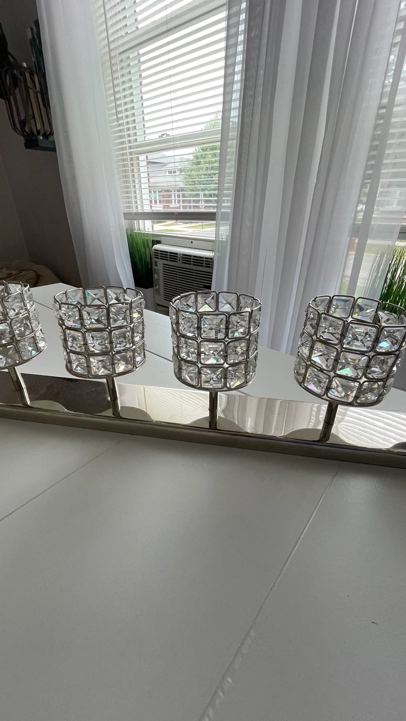 7-Cup Crystal Candle Holder Centerpiece
