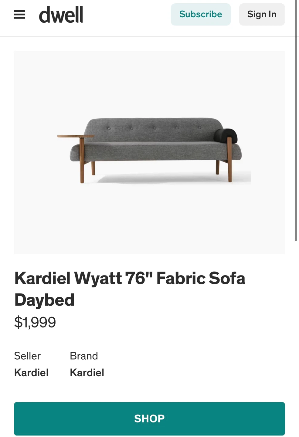 Kardiel Wyatt 76" Fabric Sofa Daybed - photo 2