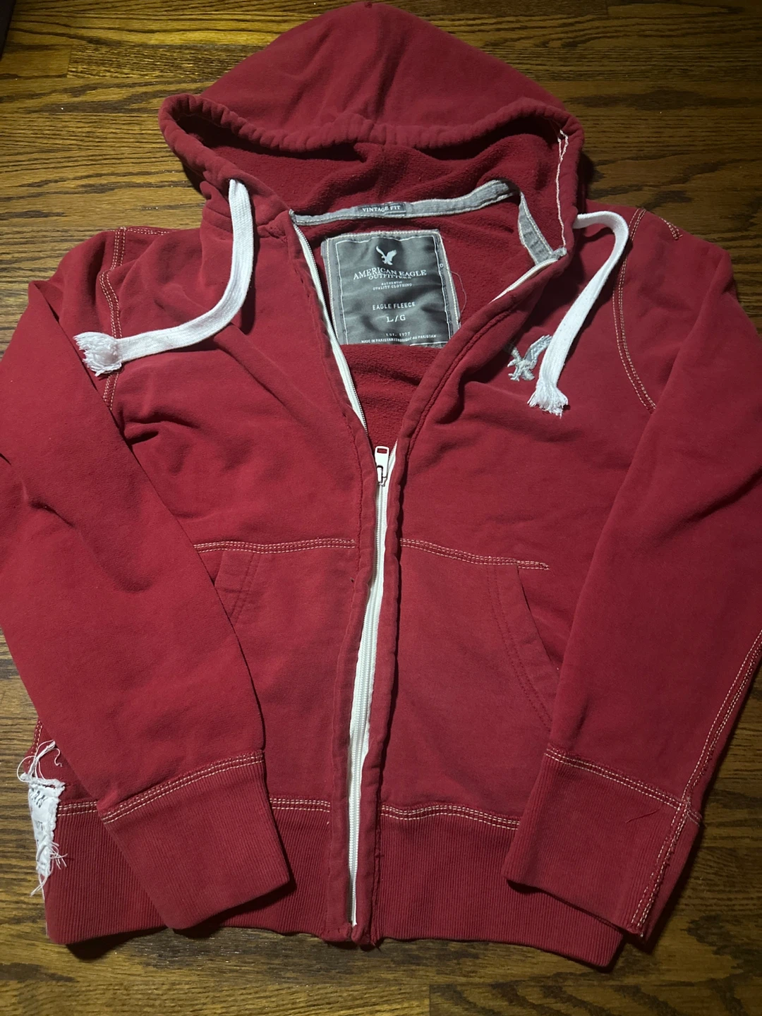 American Eagle Red Zip-Up Hoodie