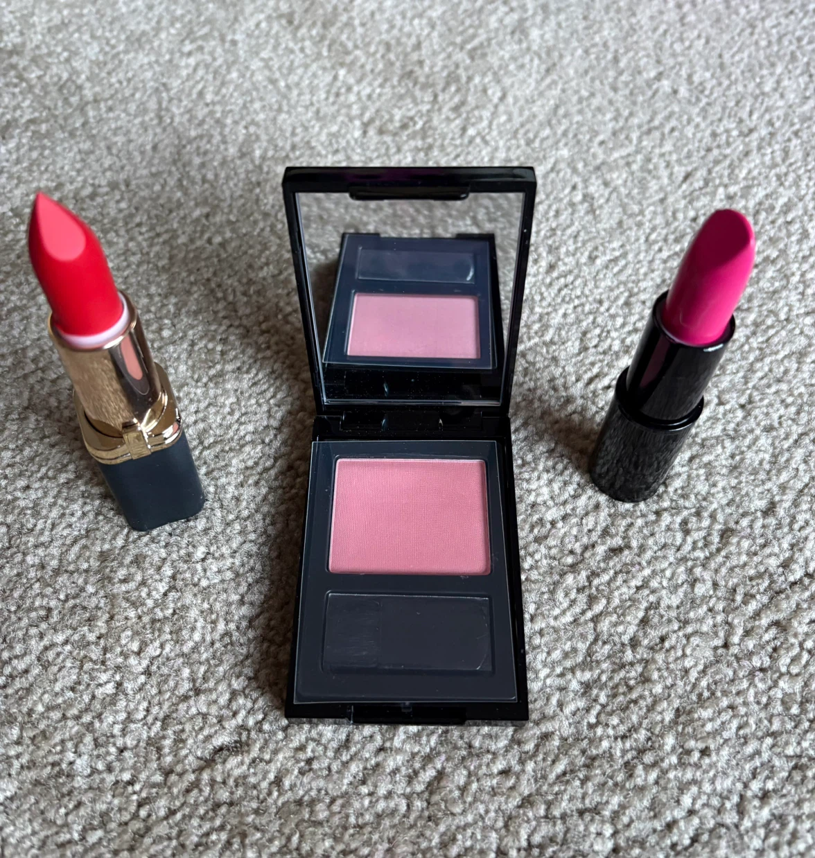 Elizabeth Arden Blush, L’Oréal and Lacombe lipstick
