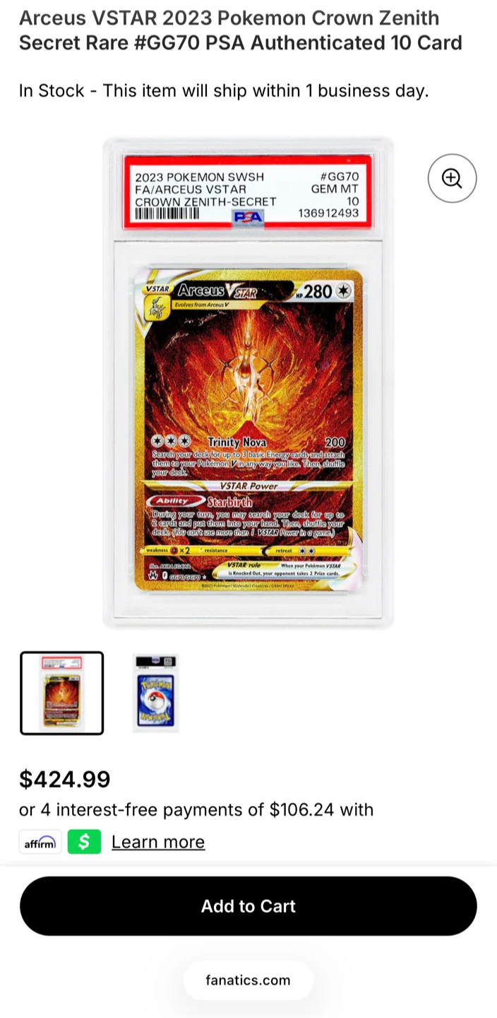 Arceus VSTAR 2023 Pokemon Crown Zenith Secret Rare #GG70