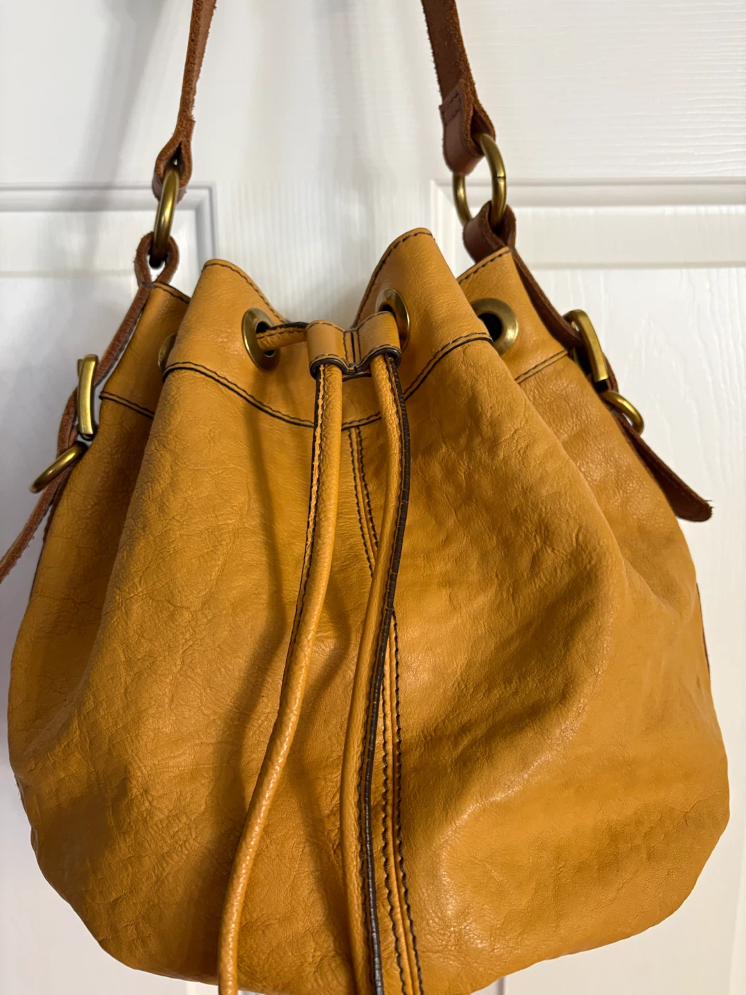 Fossil Leather Drawstring Bucket Bag - photo 2