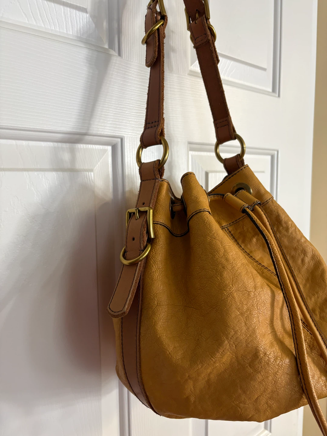 Fossil Leather Drawstring Bucket Bag - photo 5