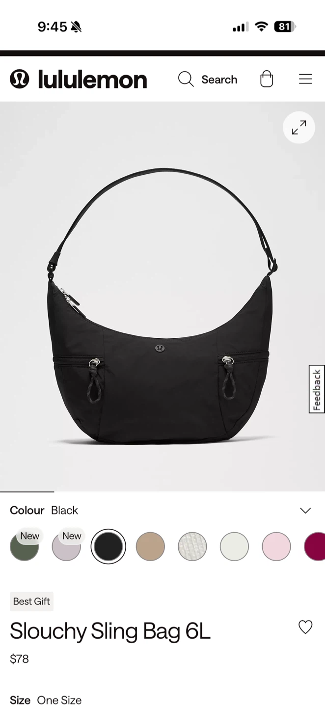 Lululemon Slouchy Sling Bag 6L - Black