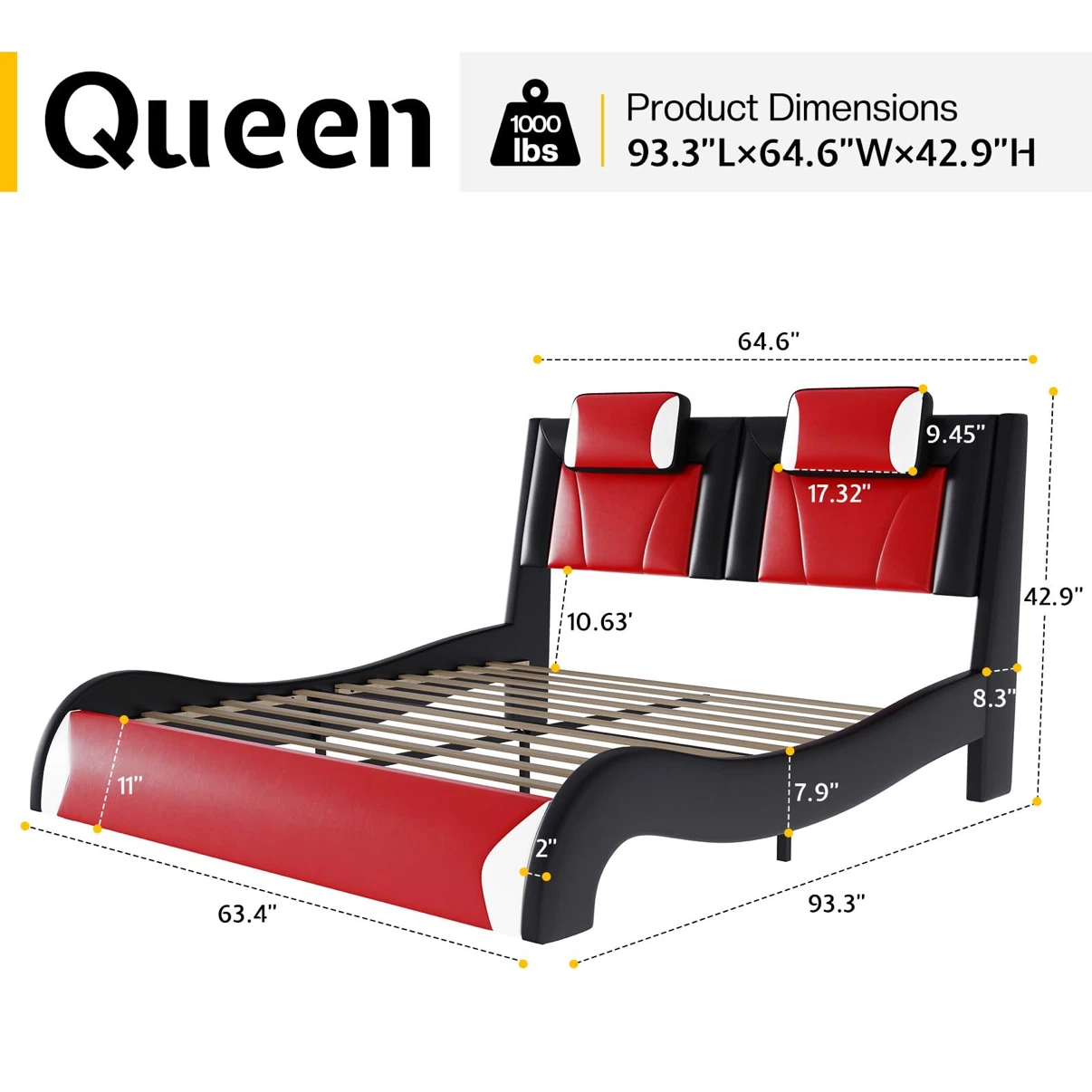 Jocisland LED Queen Size Bed Frame, Modern Faux Leather - photo 2