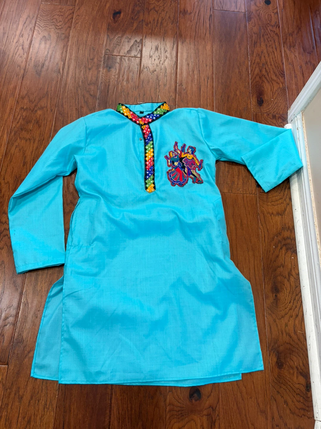 Bright Blue Embroidered Ethnic Kurta