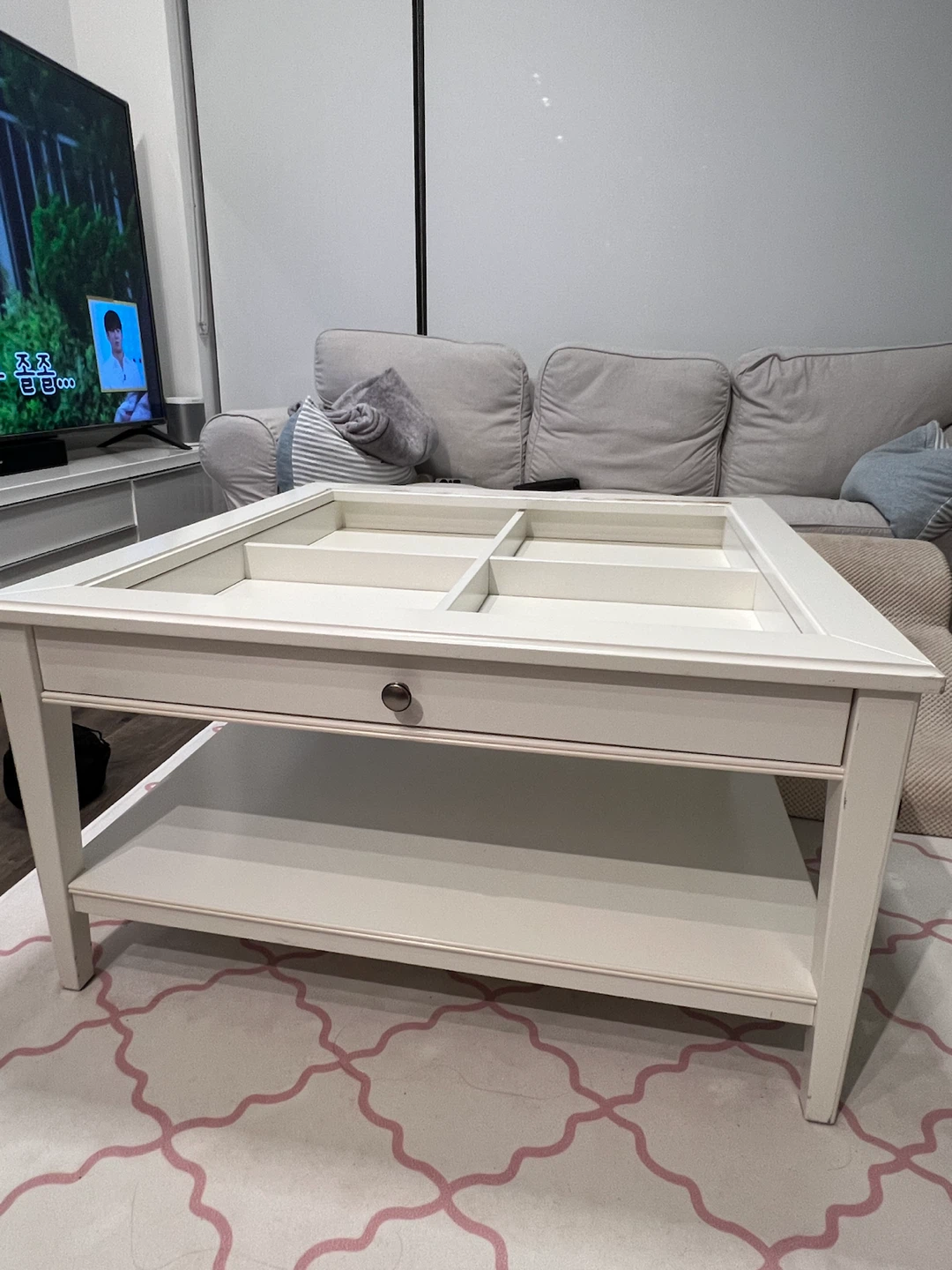 White coffee table with storage