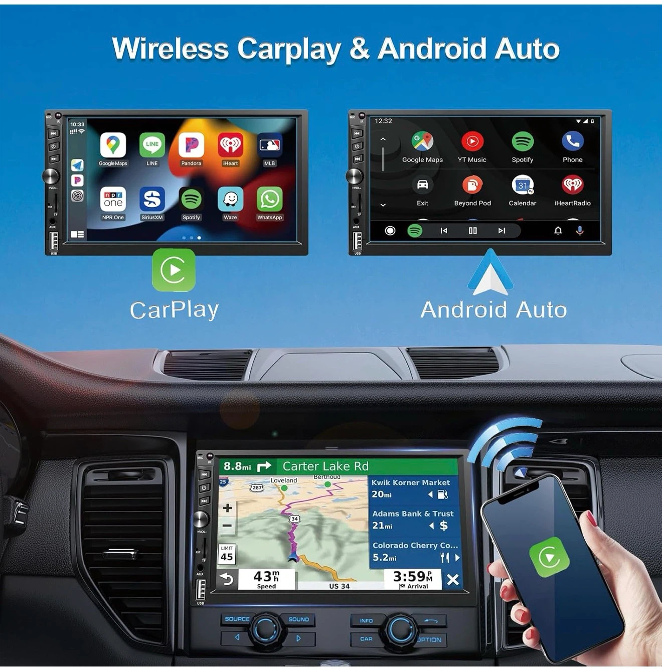 Wireless Carplay and Android Auto Head Unit - photo 4