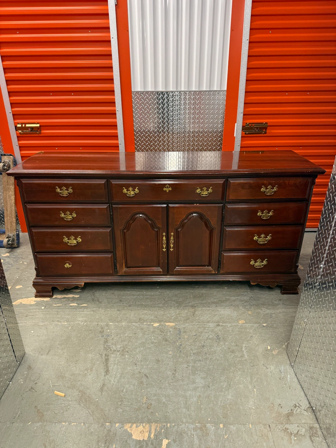 Large 70” Traditional Wood Dresser – Hidden Center Drawers