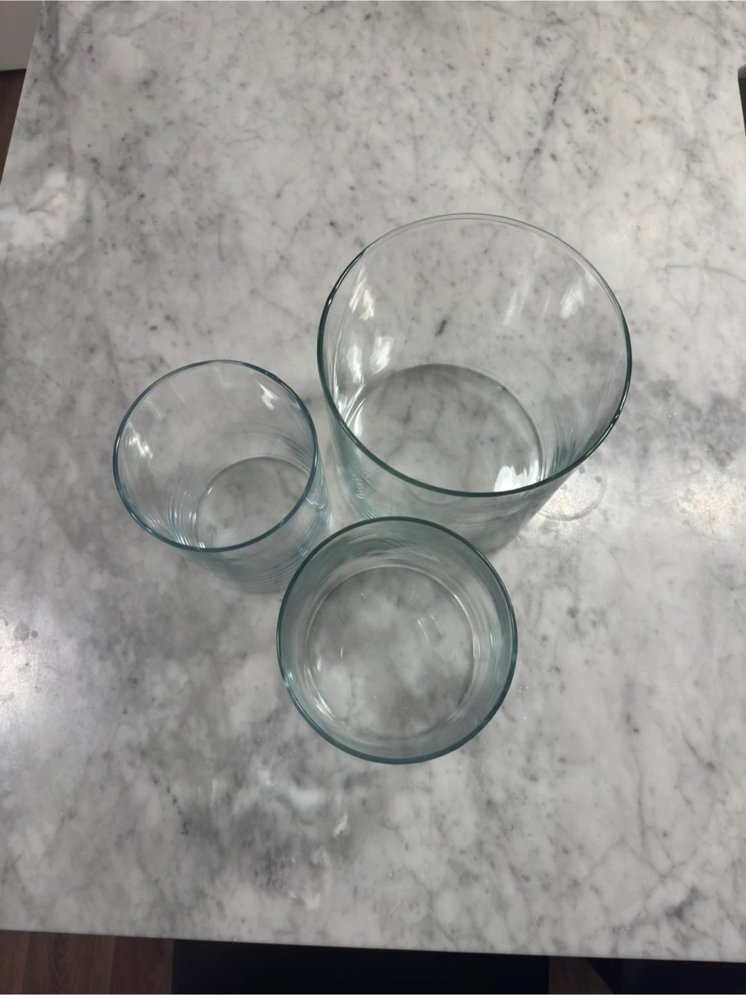 Set of 3 Clear Glass Cylinder Vases - photo 2