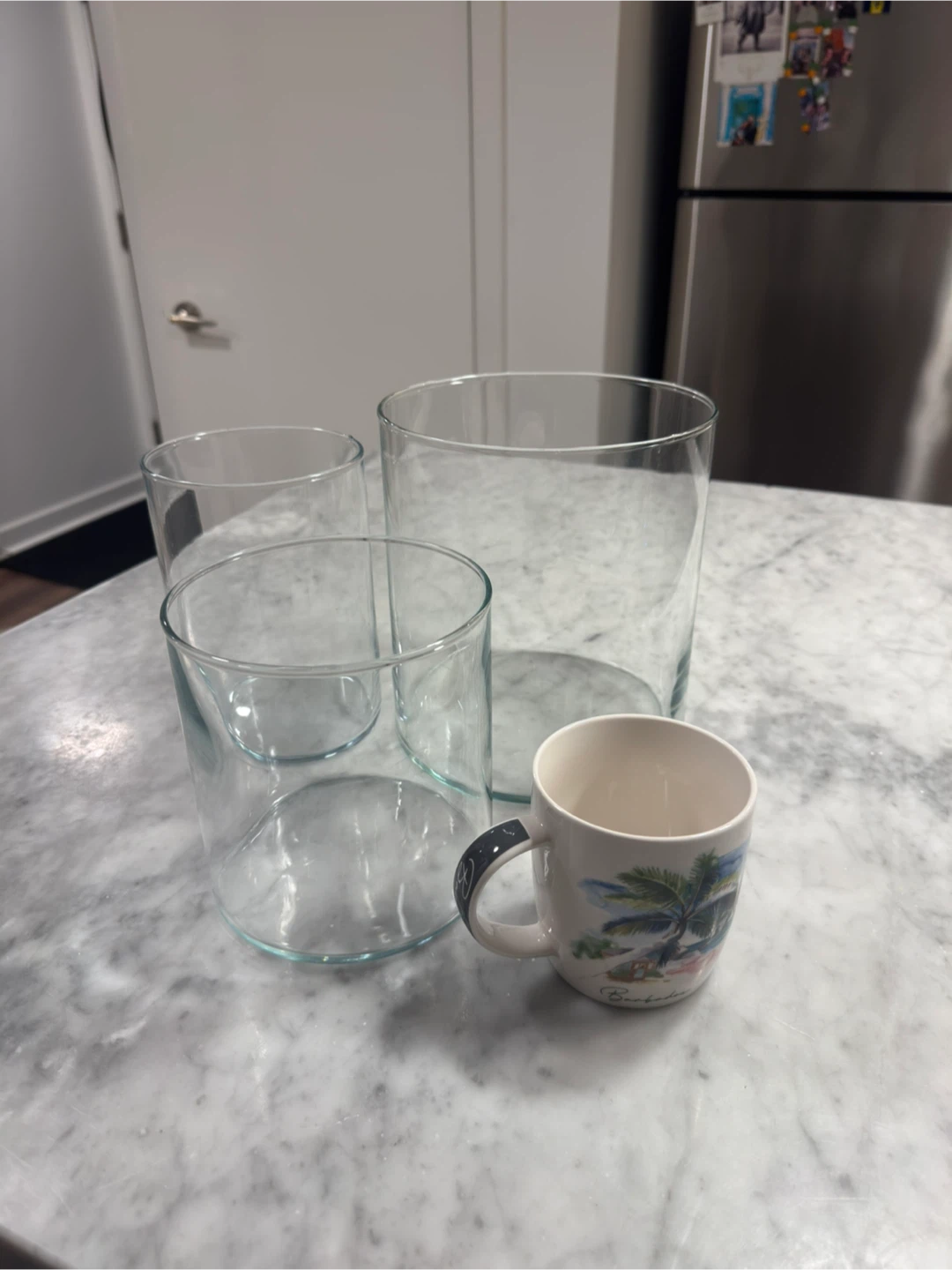 Set of 3 Clear Glass Cylinder Vases - photo 3