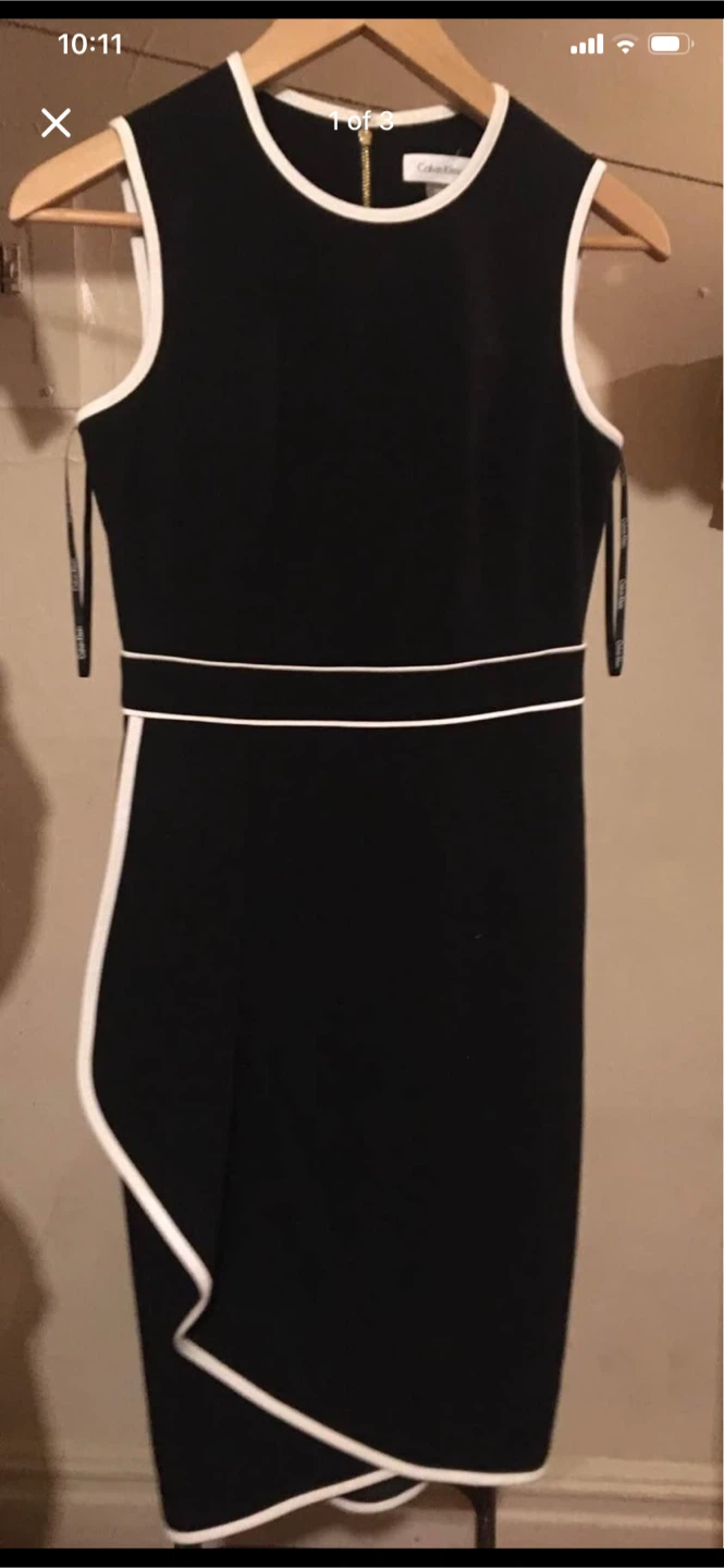 Calvin Klein Black and White Sleeveless Dress