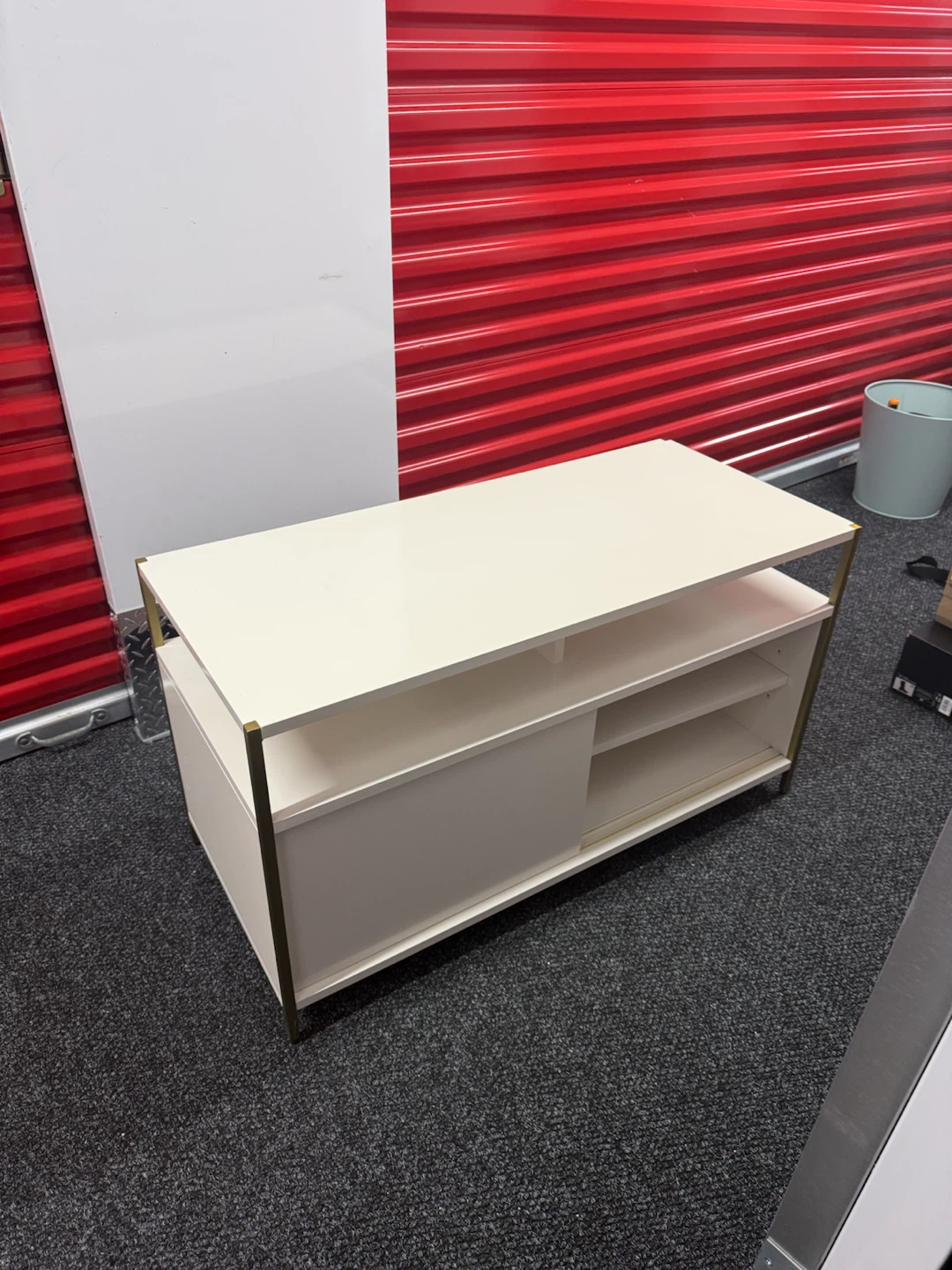 White Media Console with Gold Frame