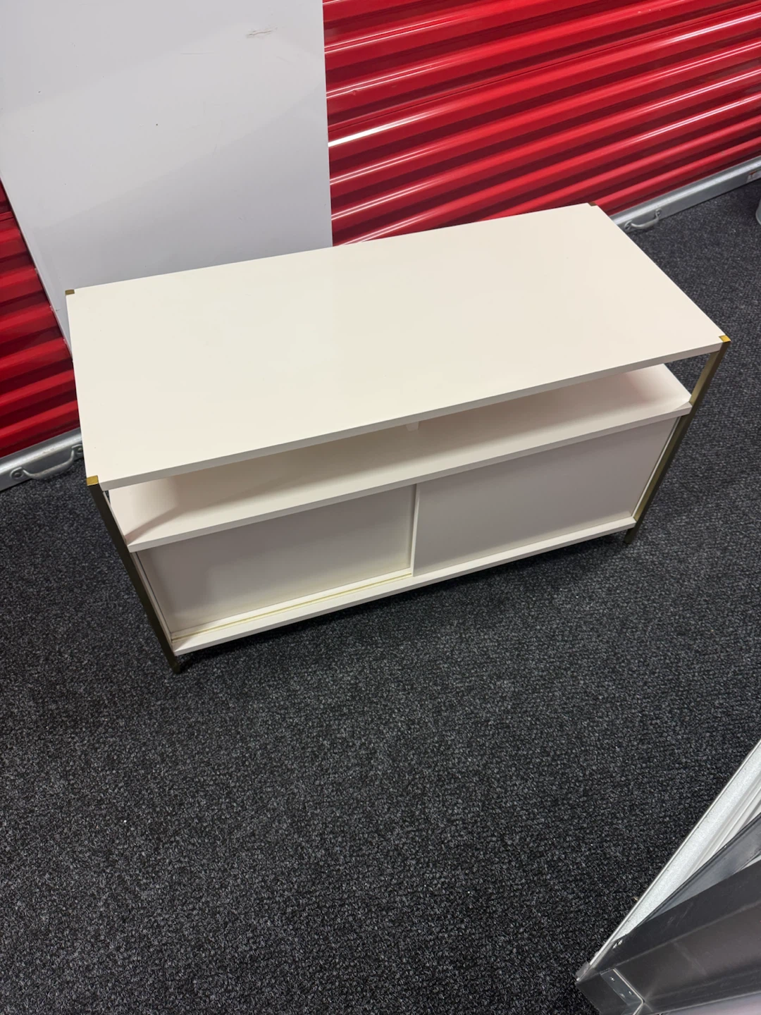 White Media Console with Gold Frame - photo 2